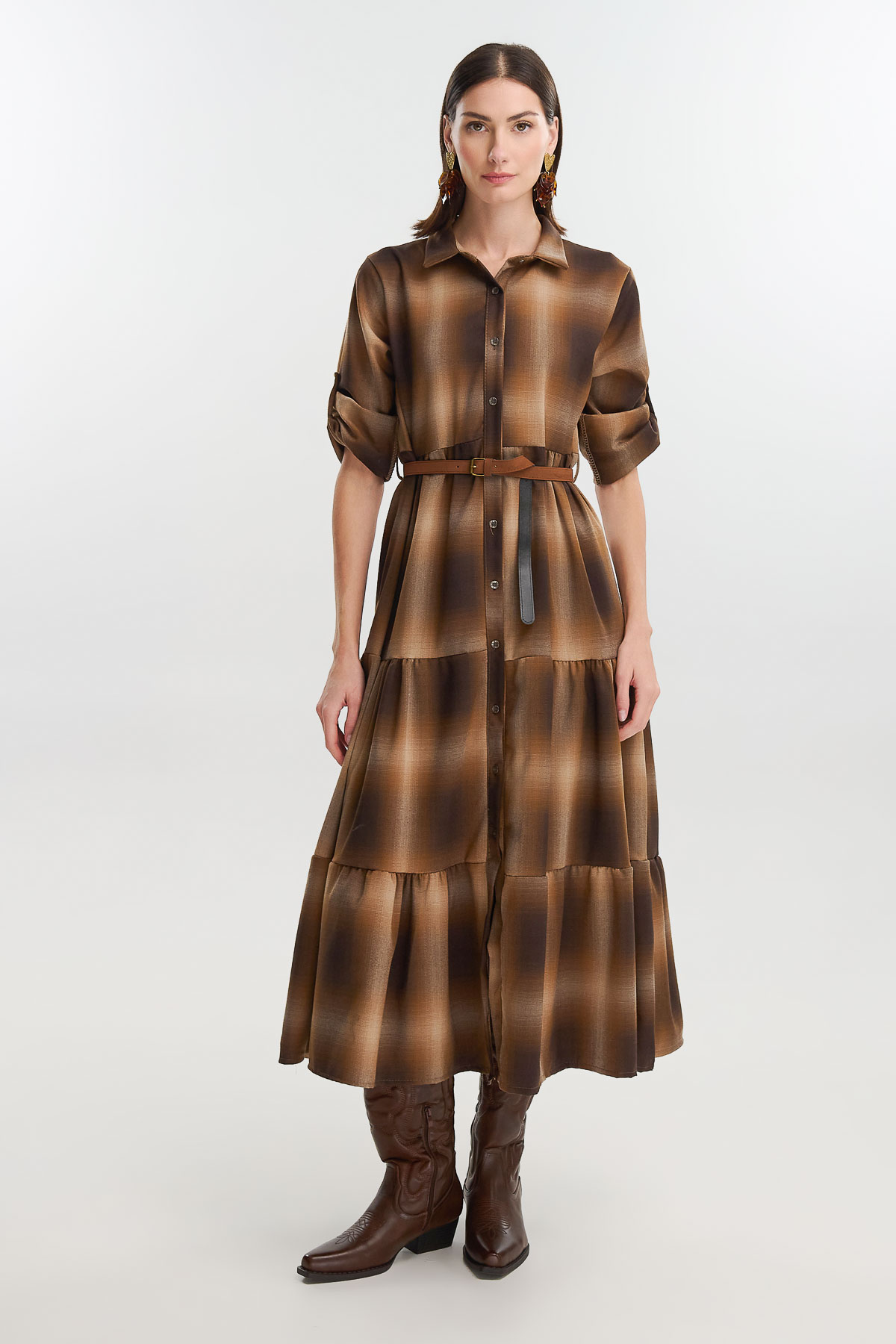 Φόρεμα σεμιζιέ degrade - Καφέ, One_size