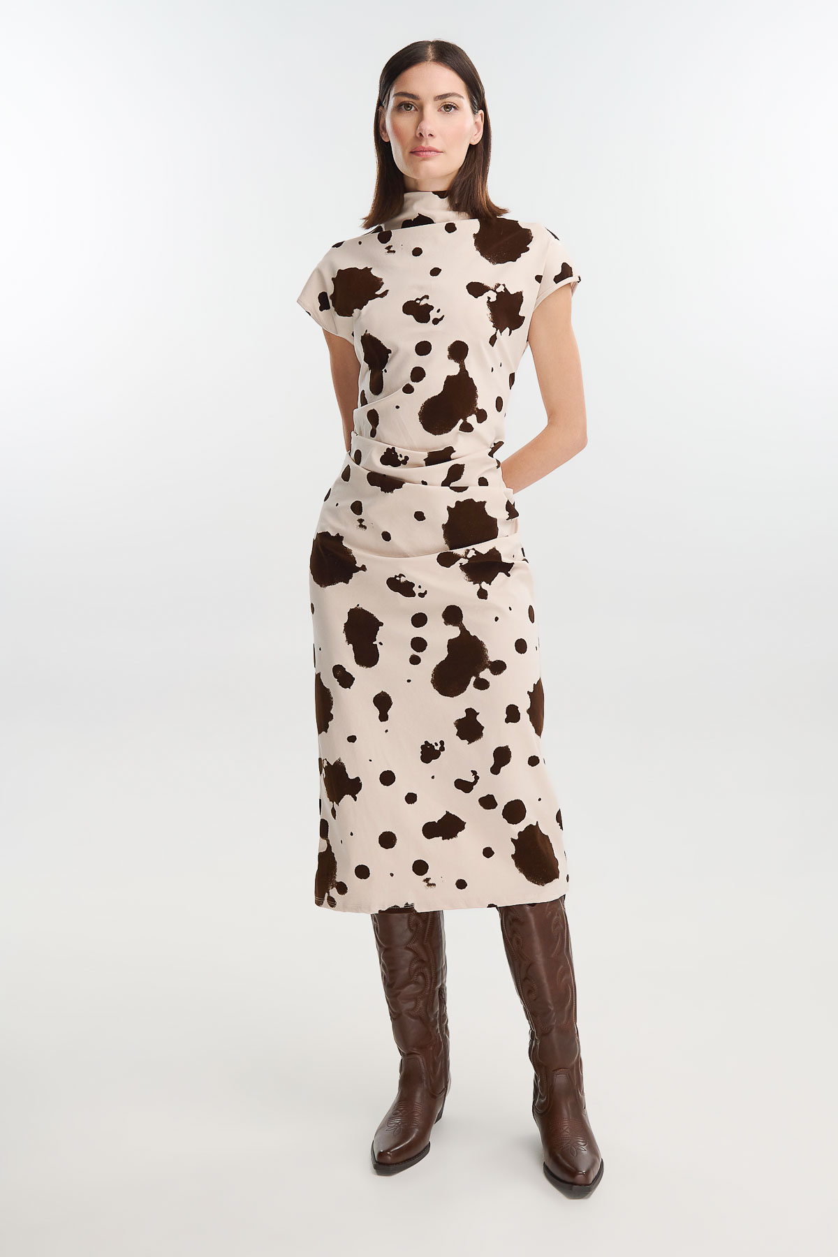 Dress cow velvet effect - Μπεζ, One_size