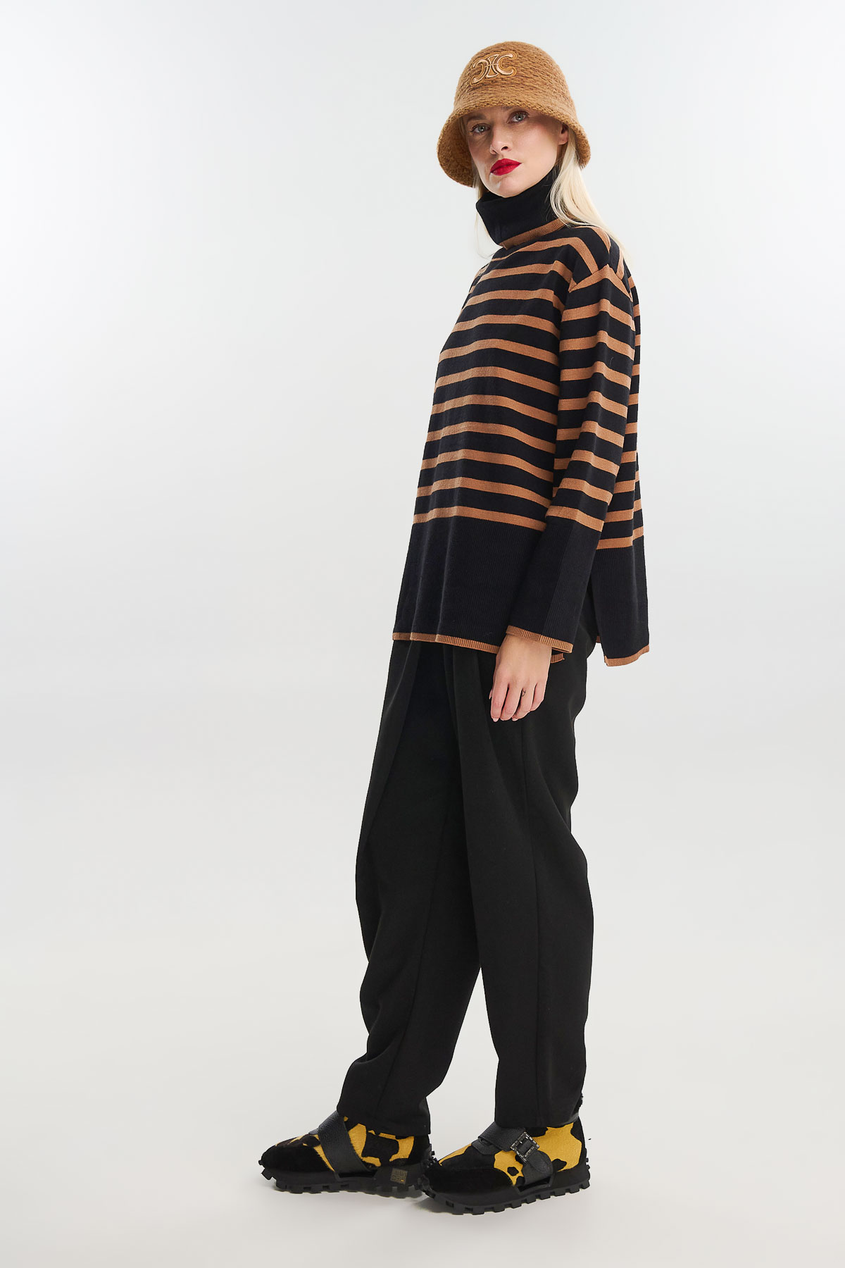 Μπλούζα ζιβάγκο ριγέ - Καφέ, One_size