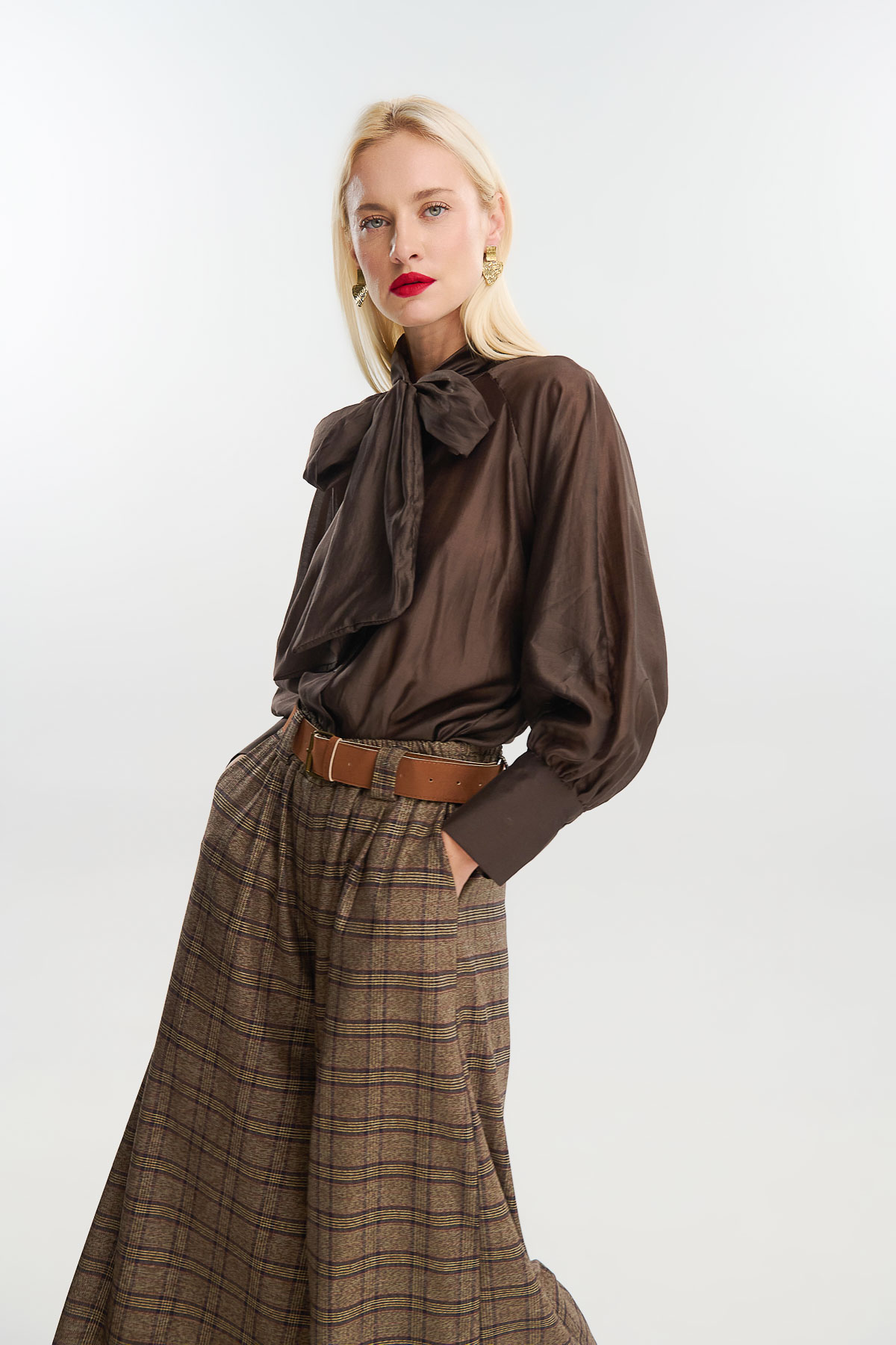 Πουκάμισο με δέσιμο see throught - Καφέ, One_size