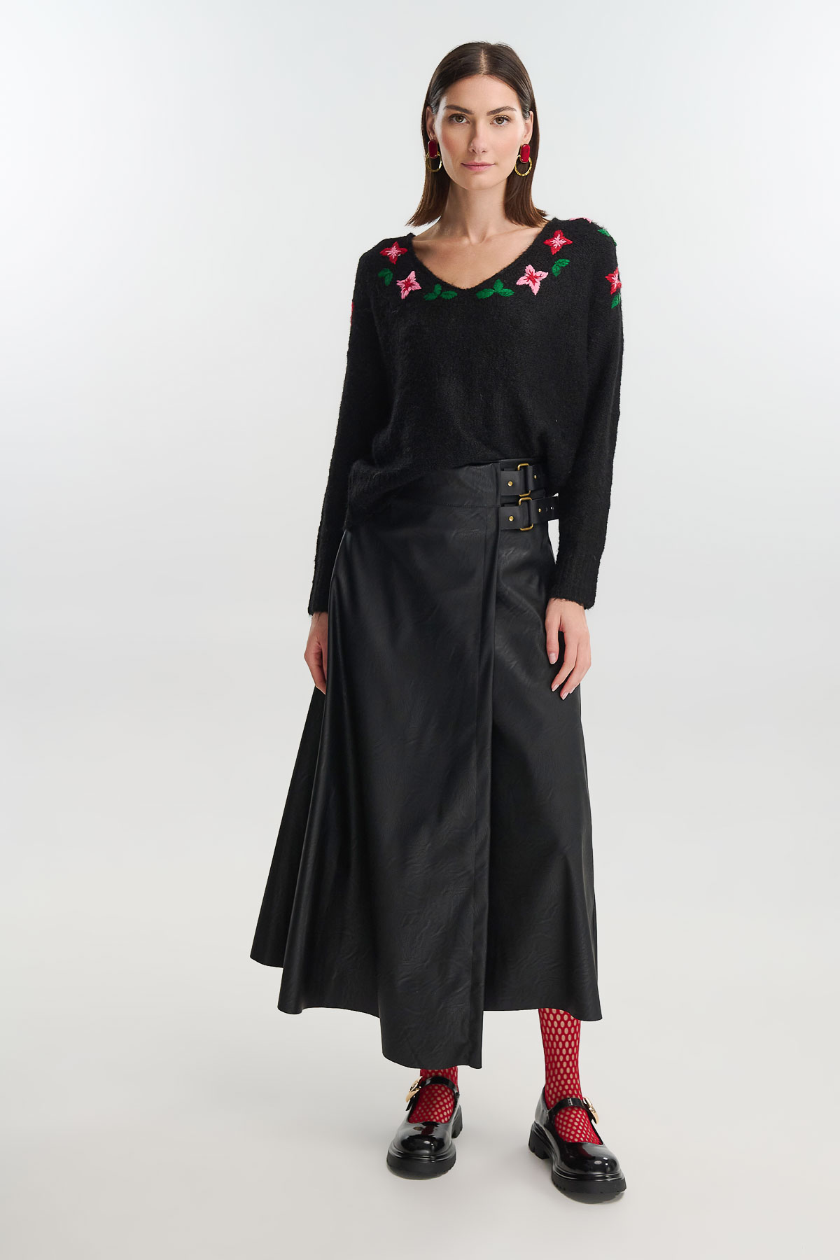 Knitwear flowers V - Μαύρο, One_size