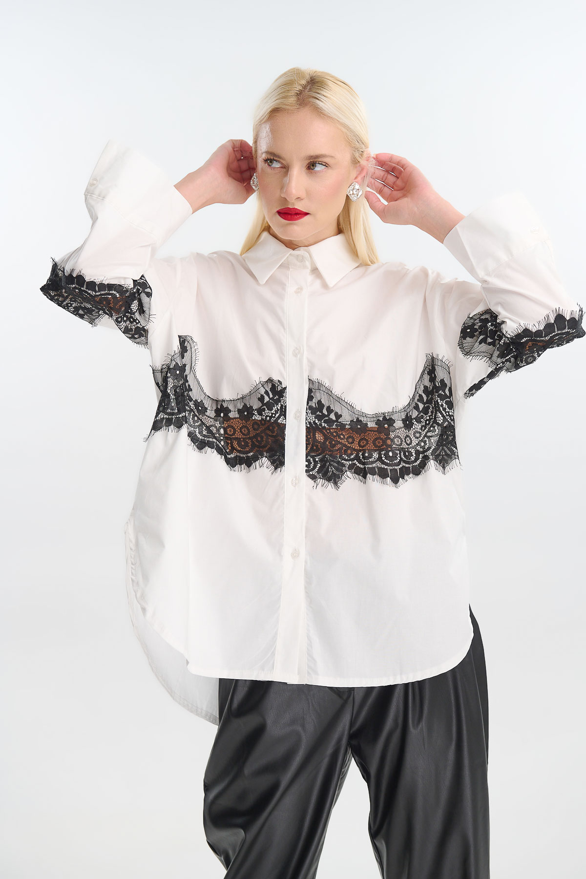 Πουκάμισο με δαντέλα ποπλίνα - Image 2