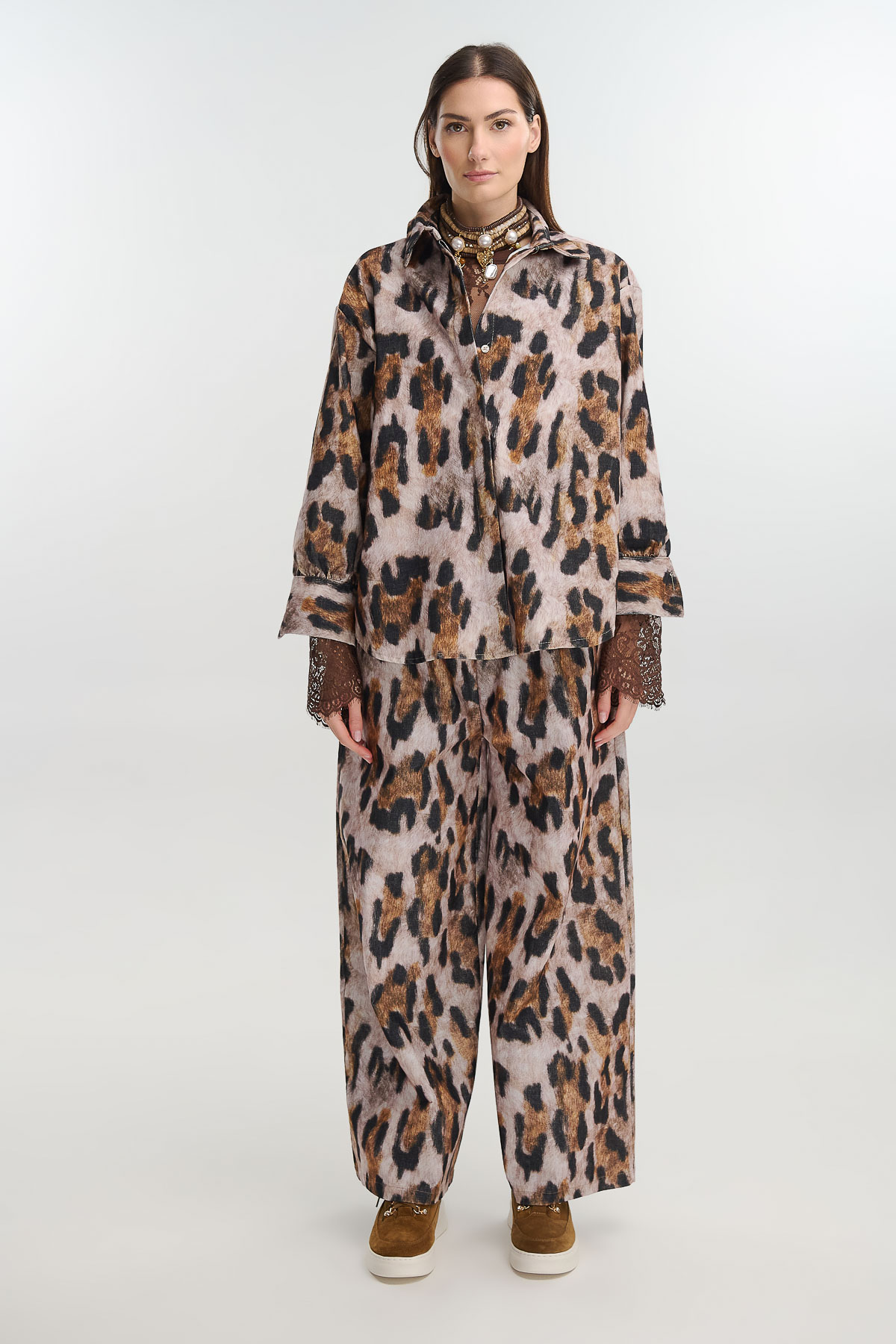 Πουκάμισο κοτλέ animal print - Μπεζ, One_size