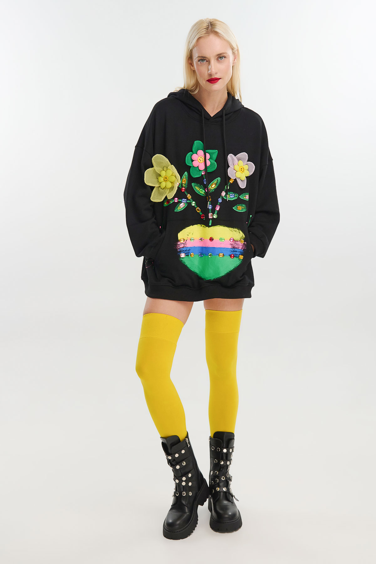 Μπλούζα φούτερ 3D flowers & crystals - Image 2