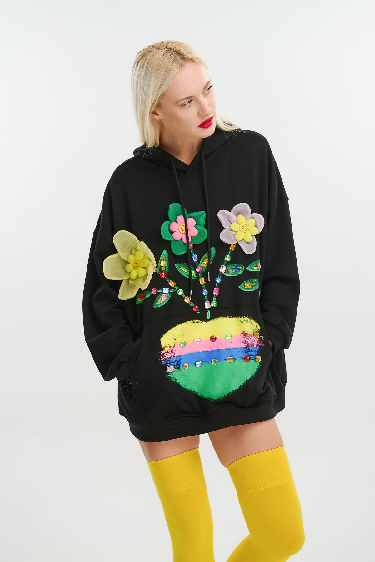 Μπλούζα φούτερ 3D flowers & crystals - Image 3