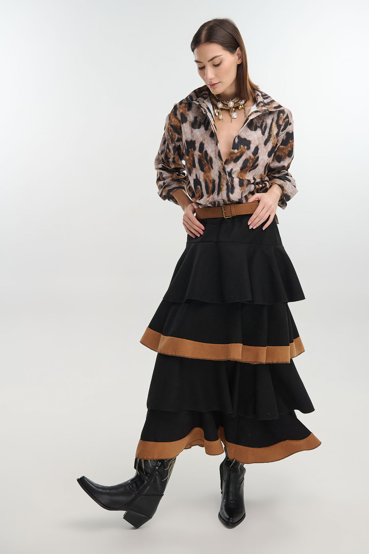 Φούστα με βολάν κοτλέ - Image 3