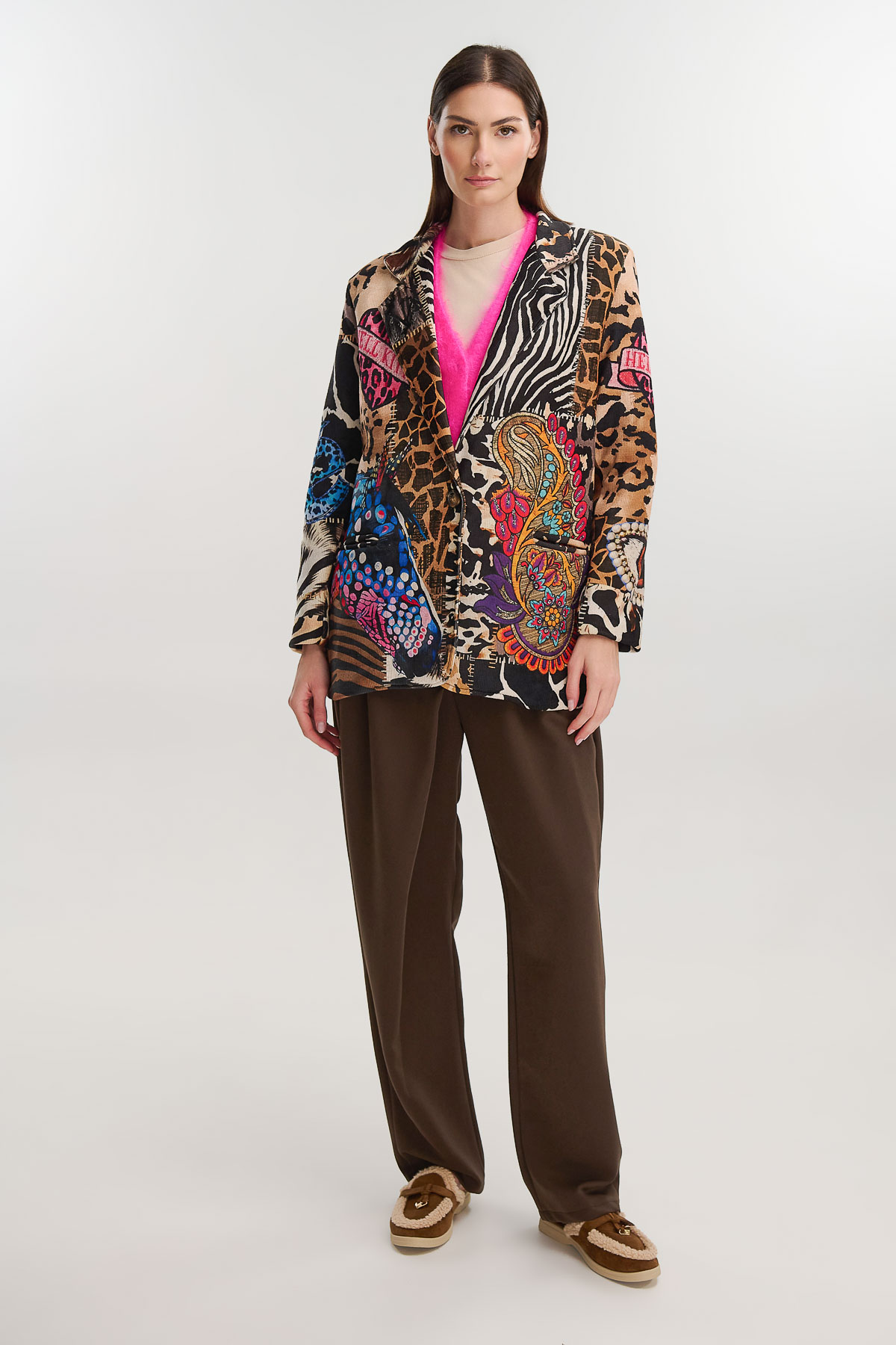 Σακάκι εμπριμέ με animal και ethnic μοτίβα