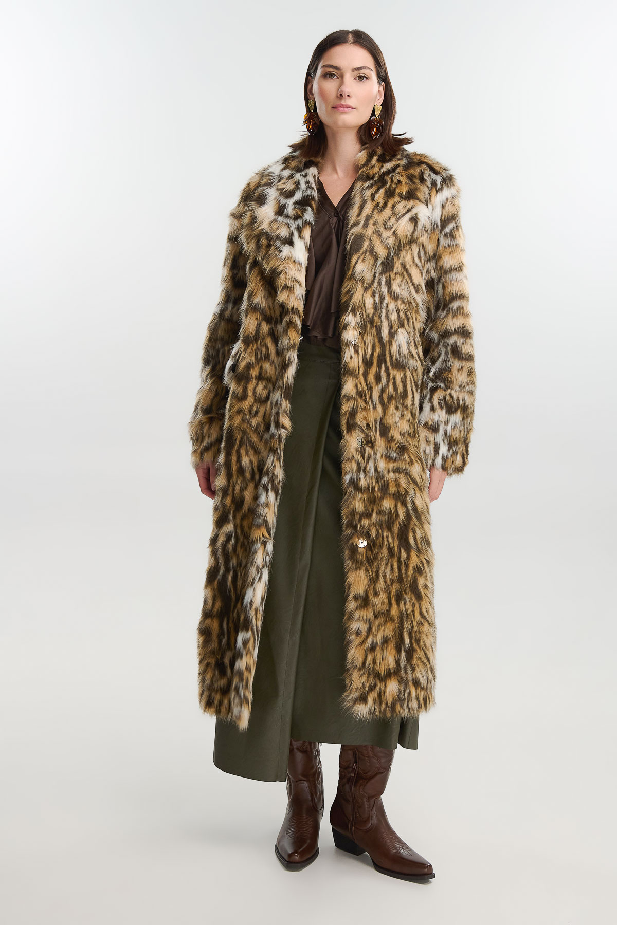 Γούνα μακριά eco fur leopard - Καφέ, One_size