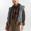 Jacket vest denim eco fur