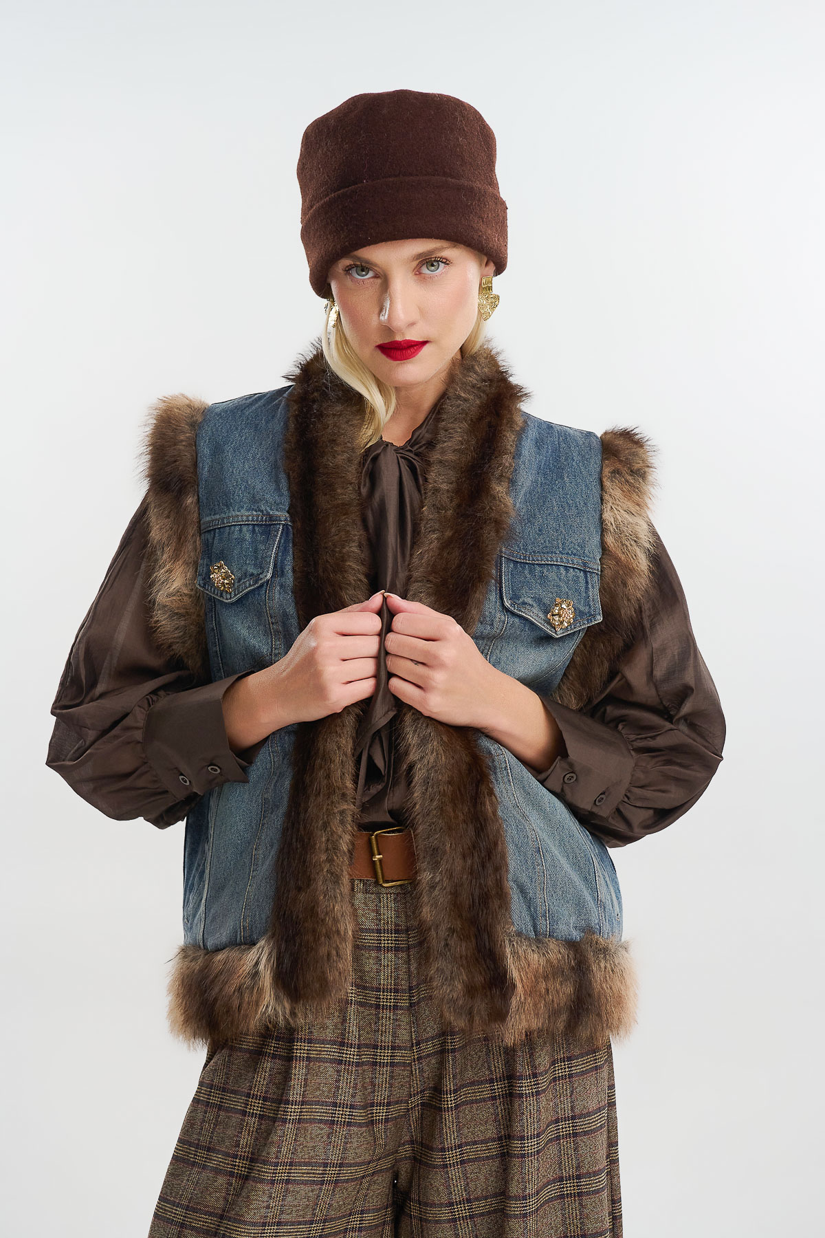 Jacket vest denim eco fur - Image 2