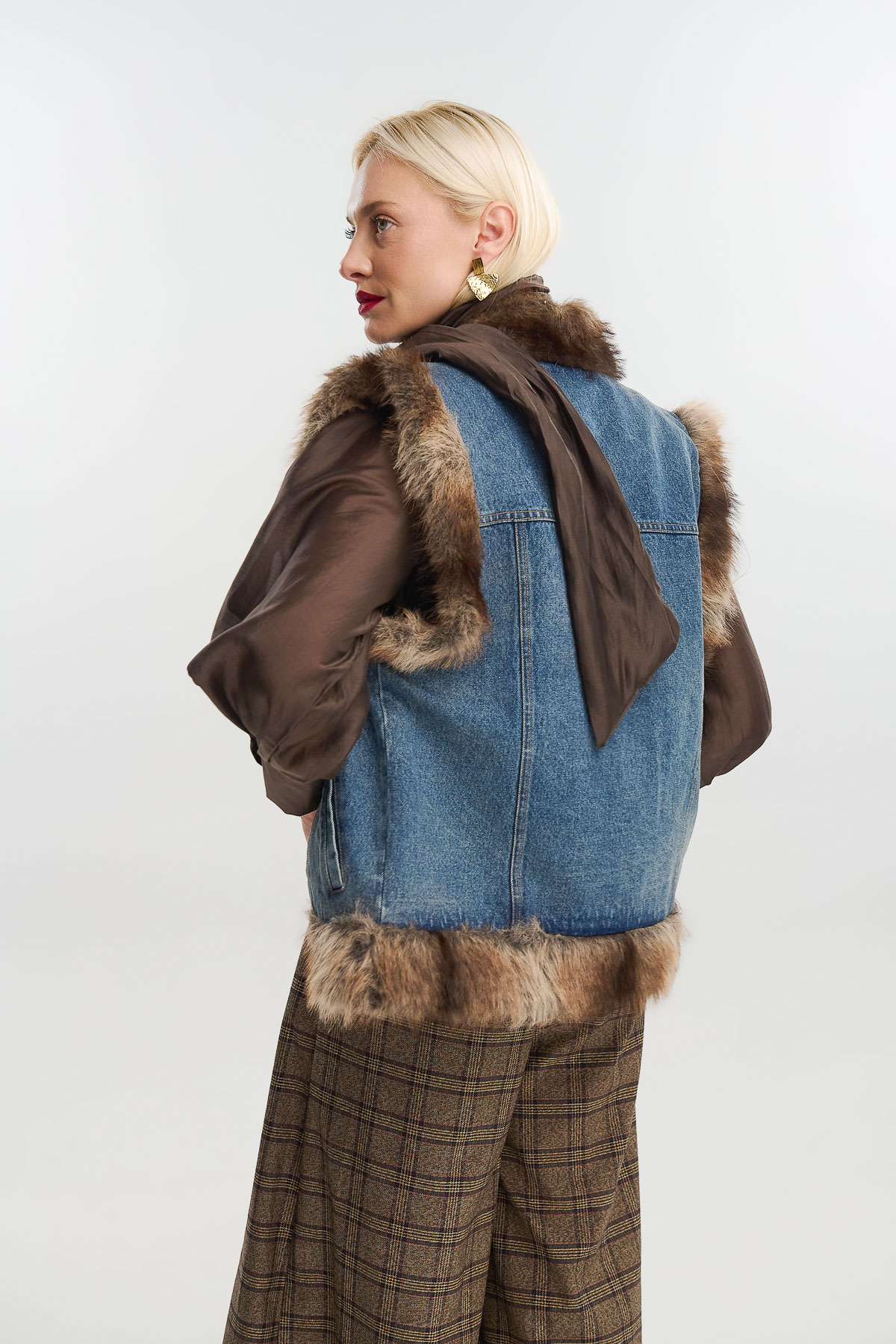 Jacket vest denim eco fur - Image 4