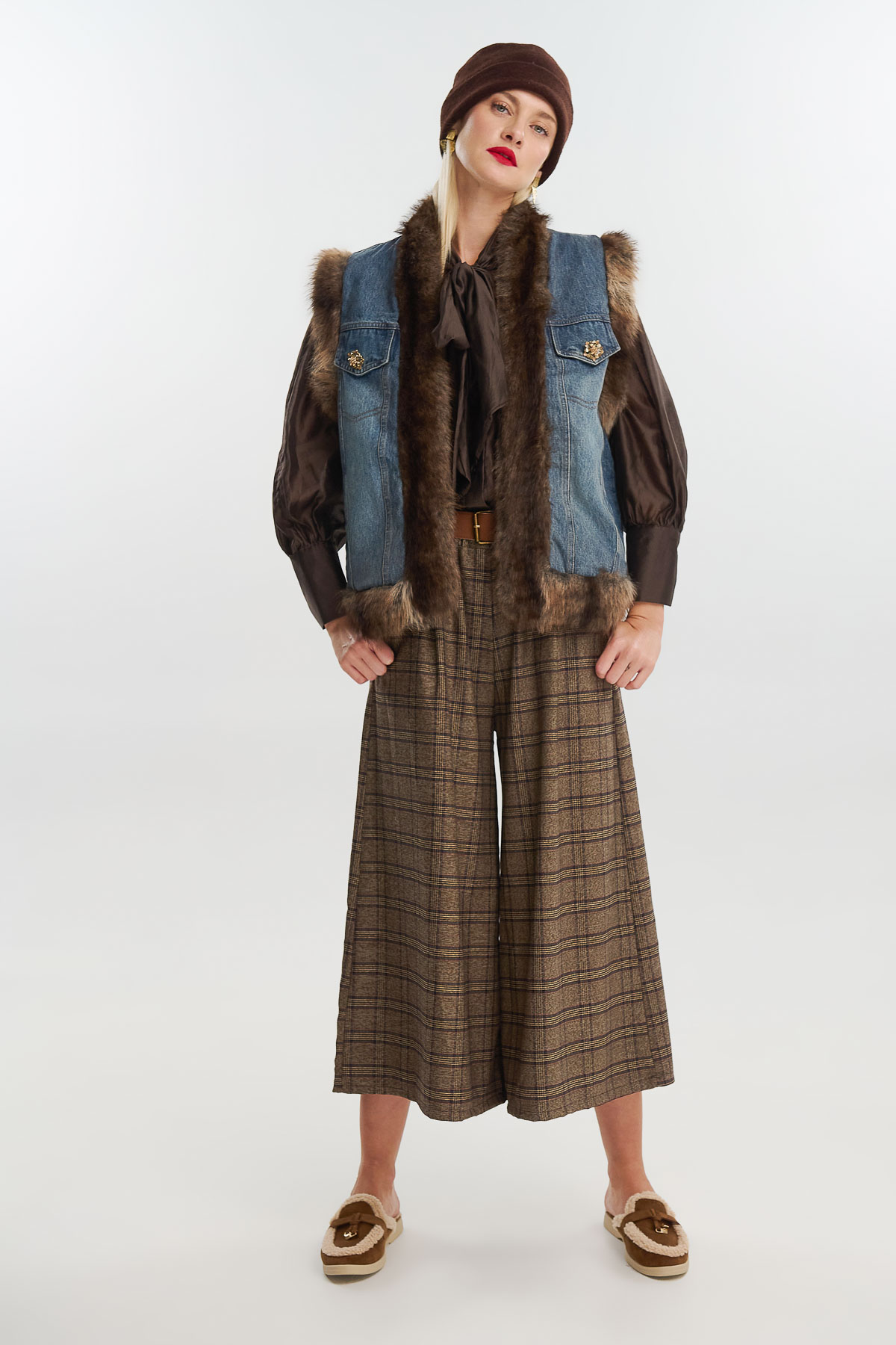 Jacket vest denim eco fur - Image 5