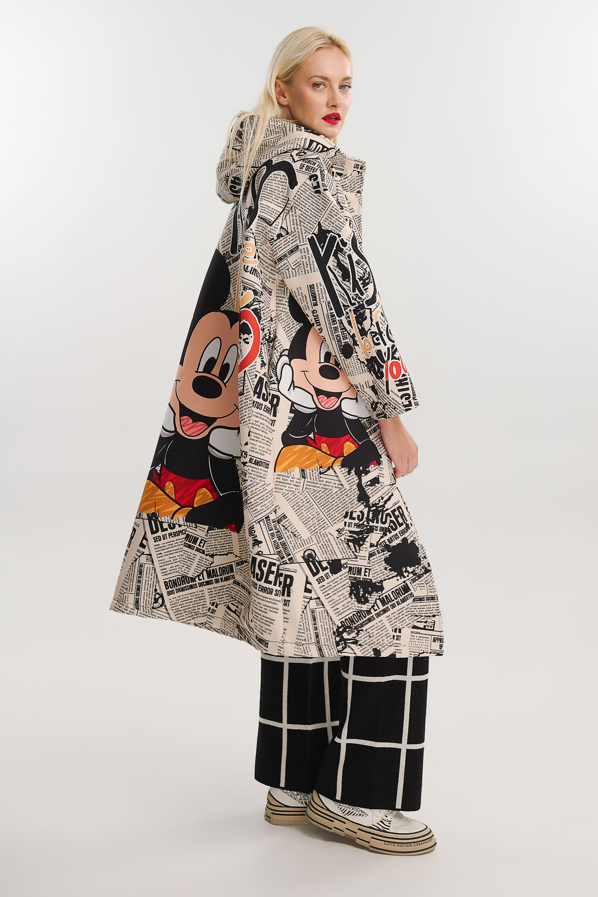 Jacket long scuba newspaper mickey - Μπεζ, One_size