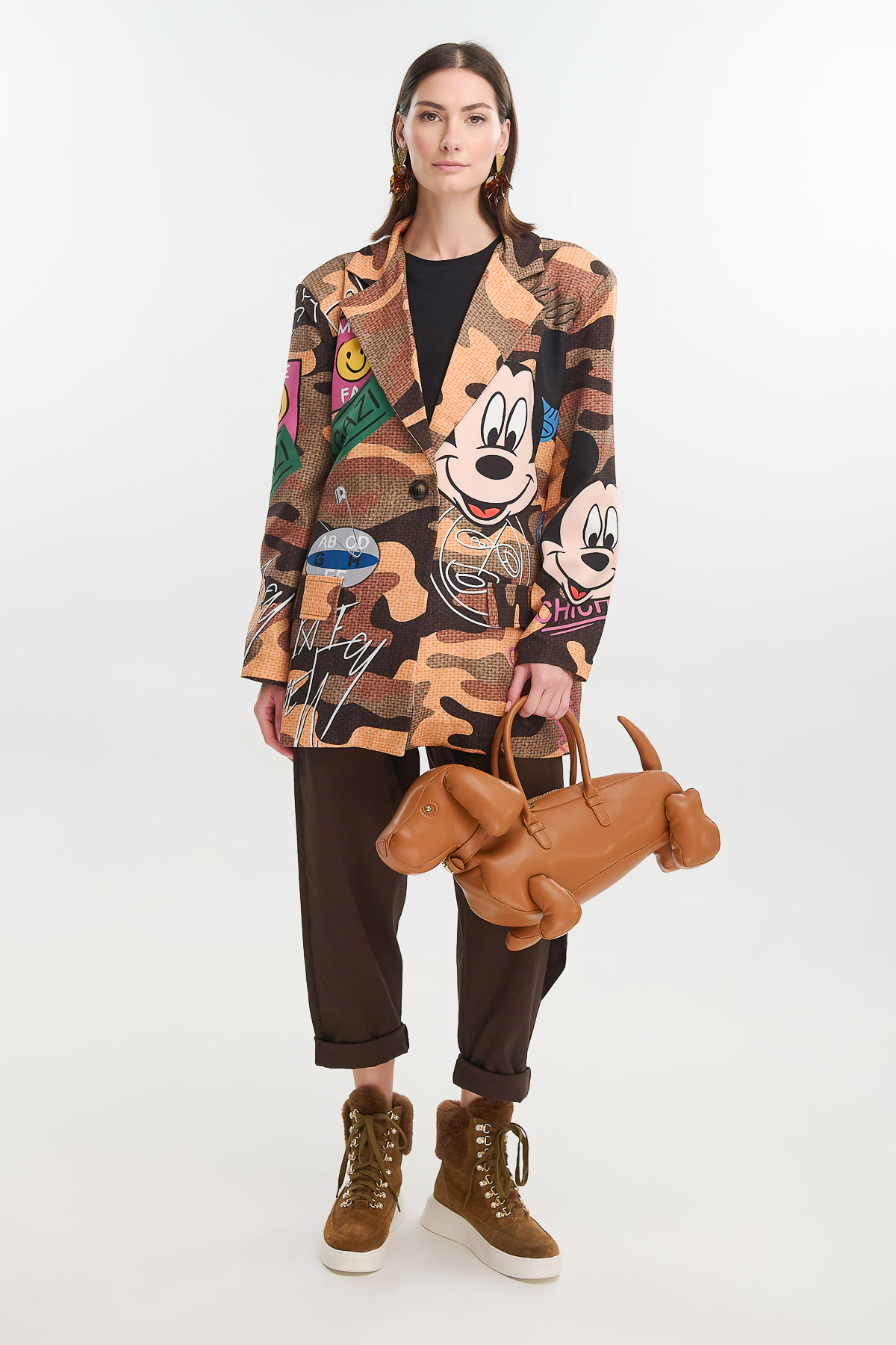 Σακάκι oversized military mickey - Καφέ, One_size