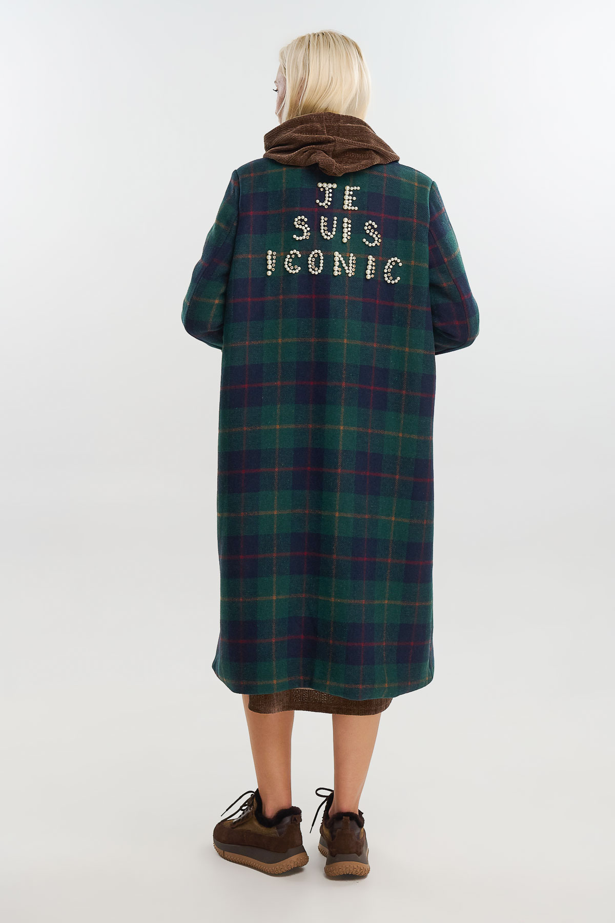 Παλτό καρό κέντημα Je suis iconic - Image 4