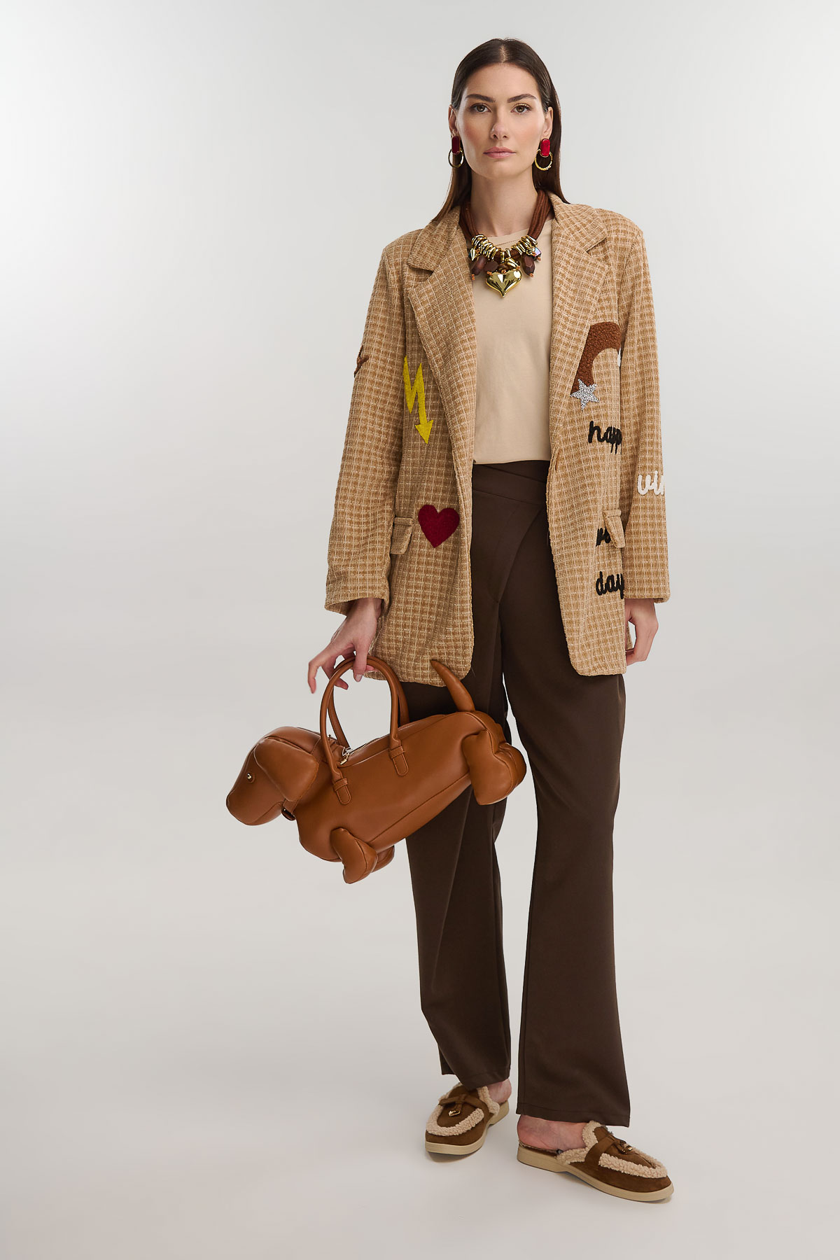 Σακάκι κοτλέ με patches - Μπεζ, One_size