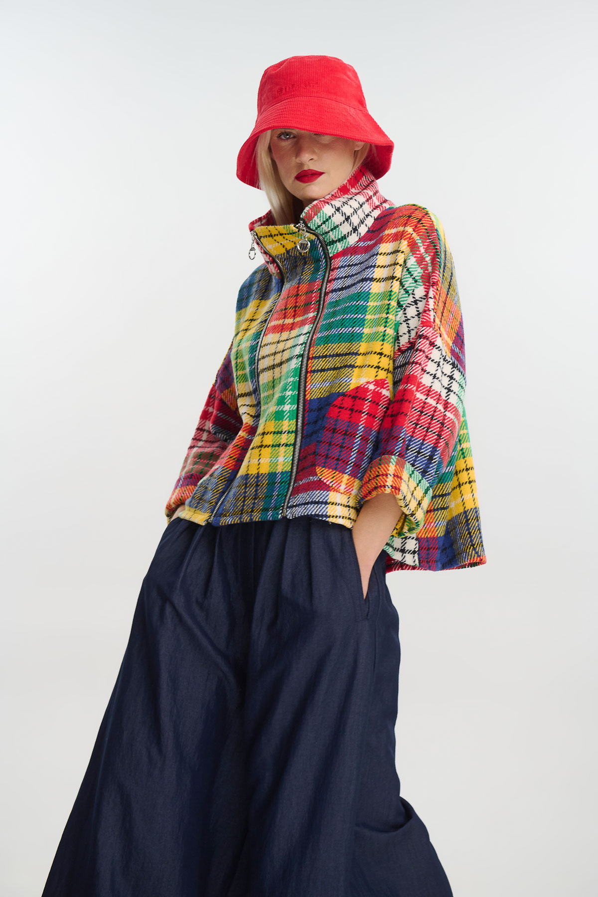 Jacket καρό με φερμουάρ - Πολύχρωμο, One_size