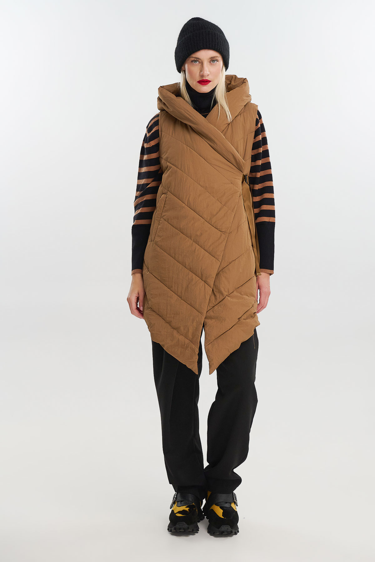 Vest puffer long - Μπεζ, M