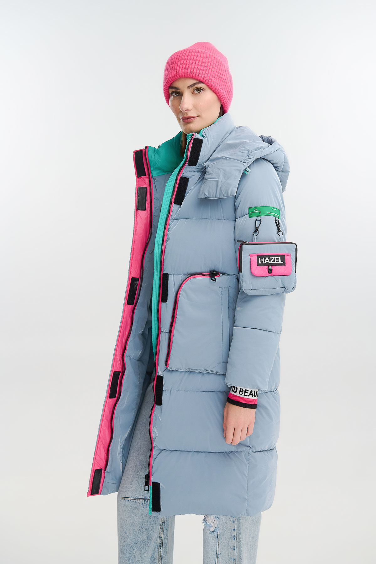 Jacket puffer fluo details - Γκρι, M