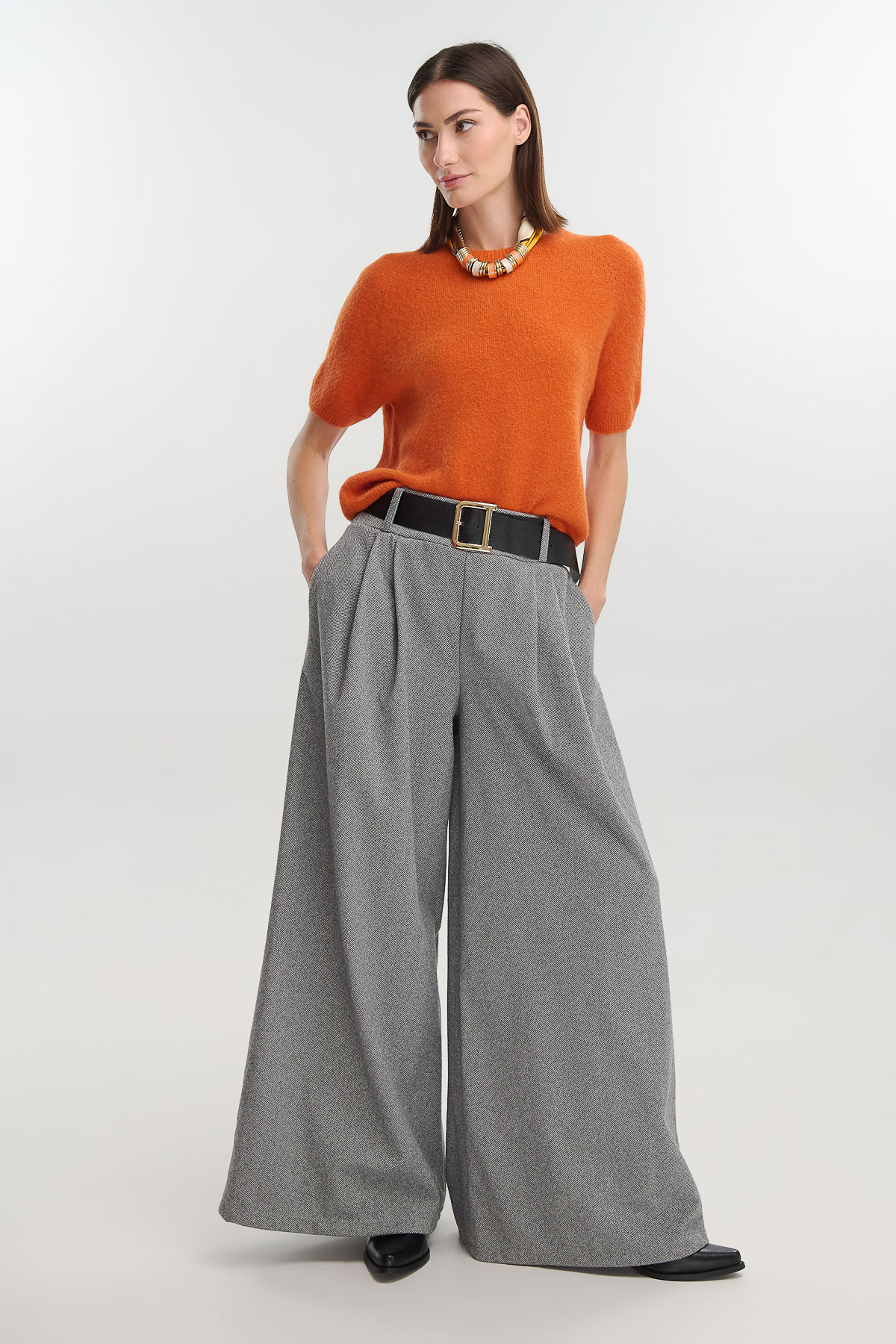 Παντελόνα με ζώνη - Γκρι, One_size