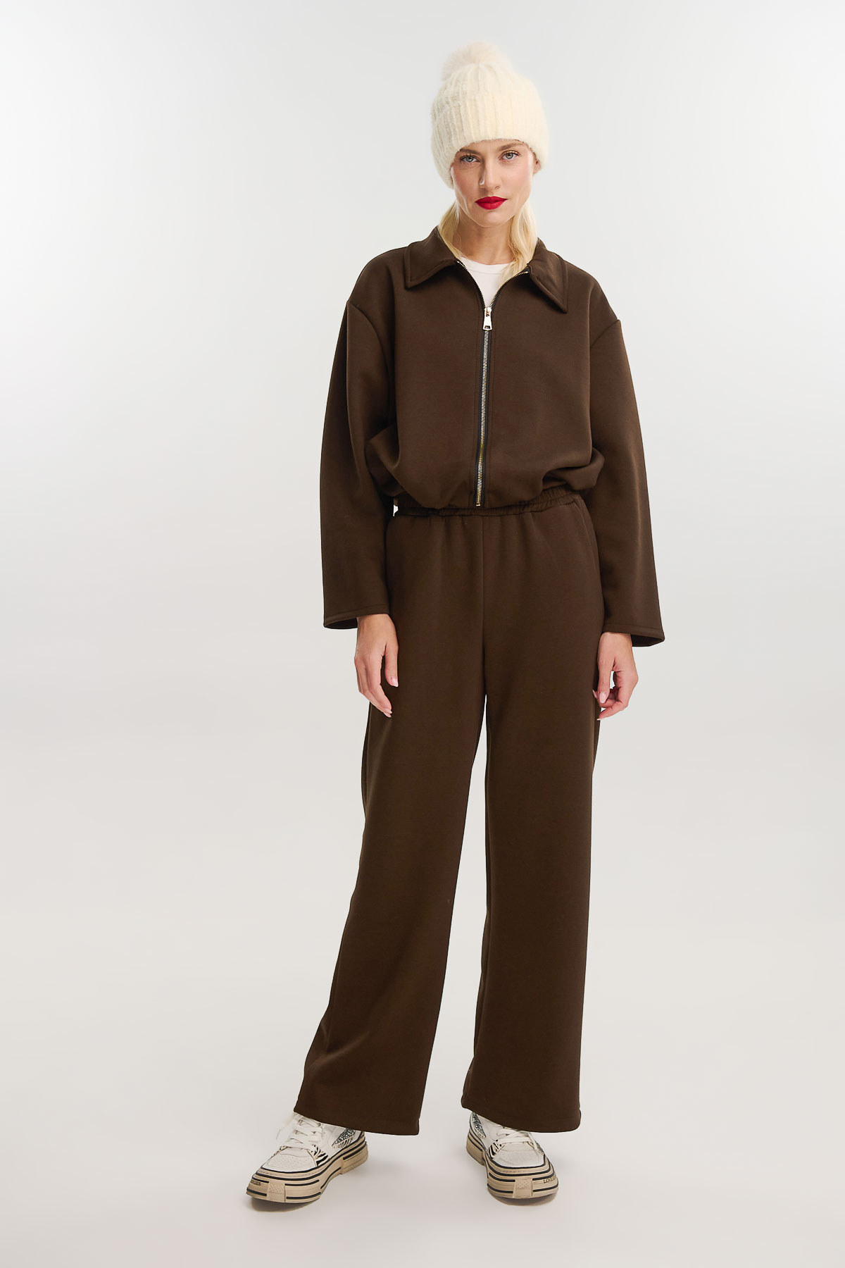 Σετ ζακέτα με παντελόνι - Καφέ, One_size