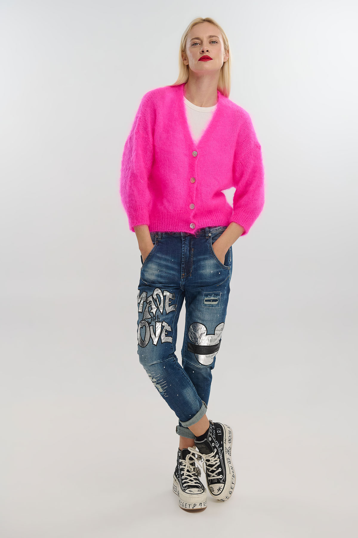 Cardigan 80% mohair - Φούξια, One_size