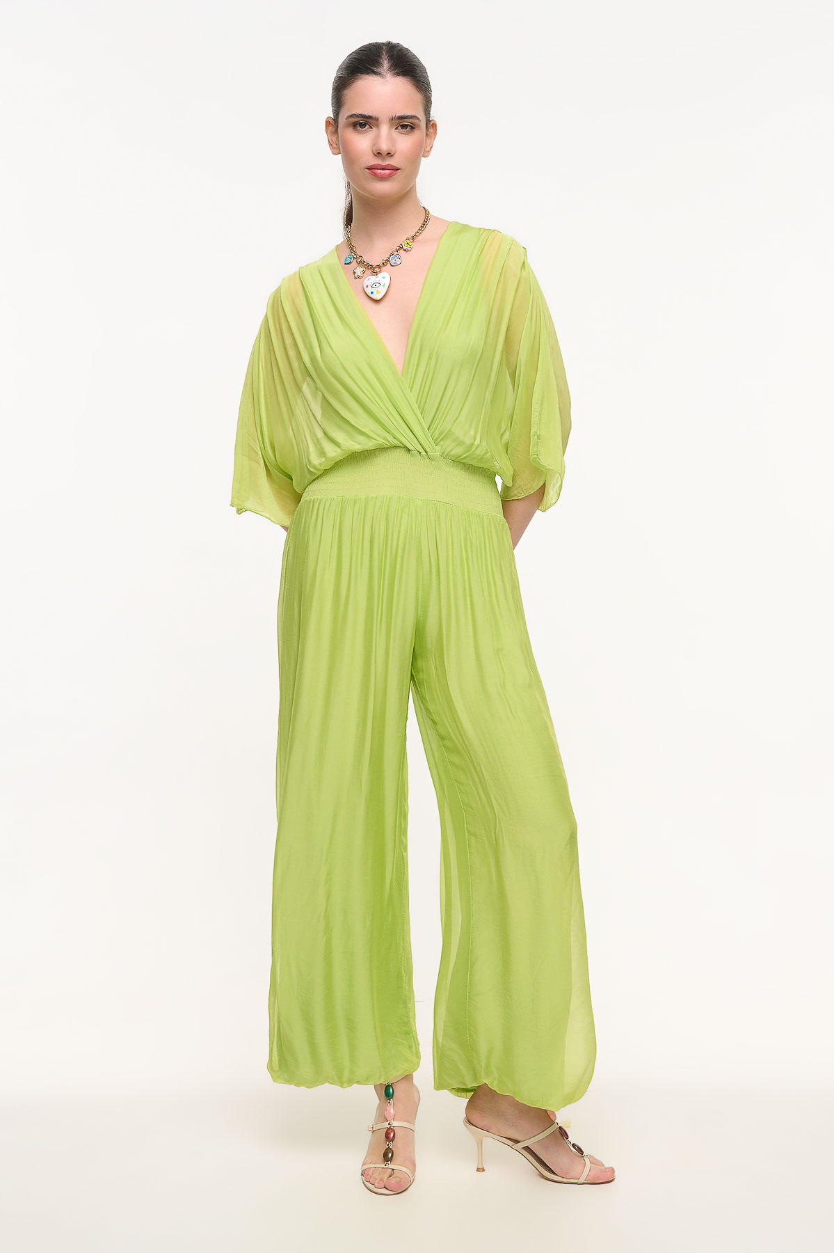 Jumpsuit silk - Λαχανί, One_size