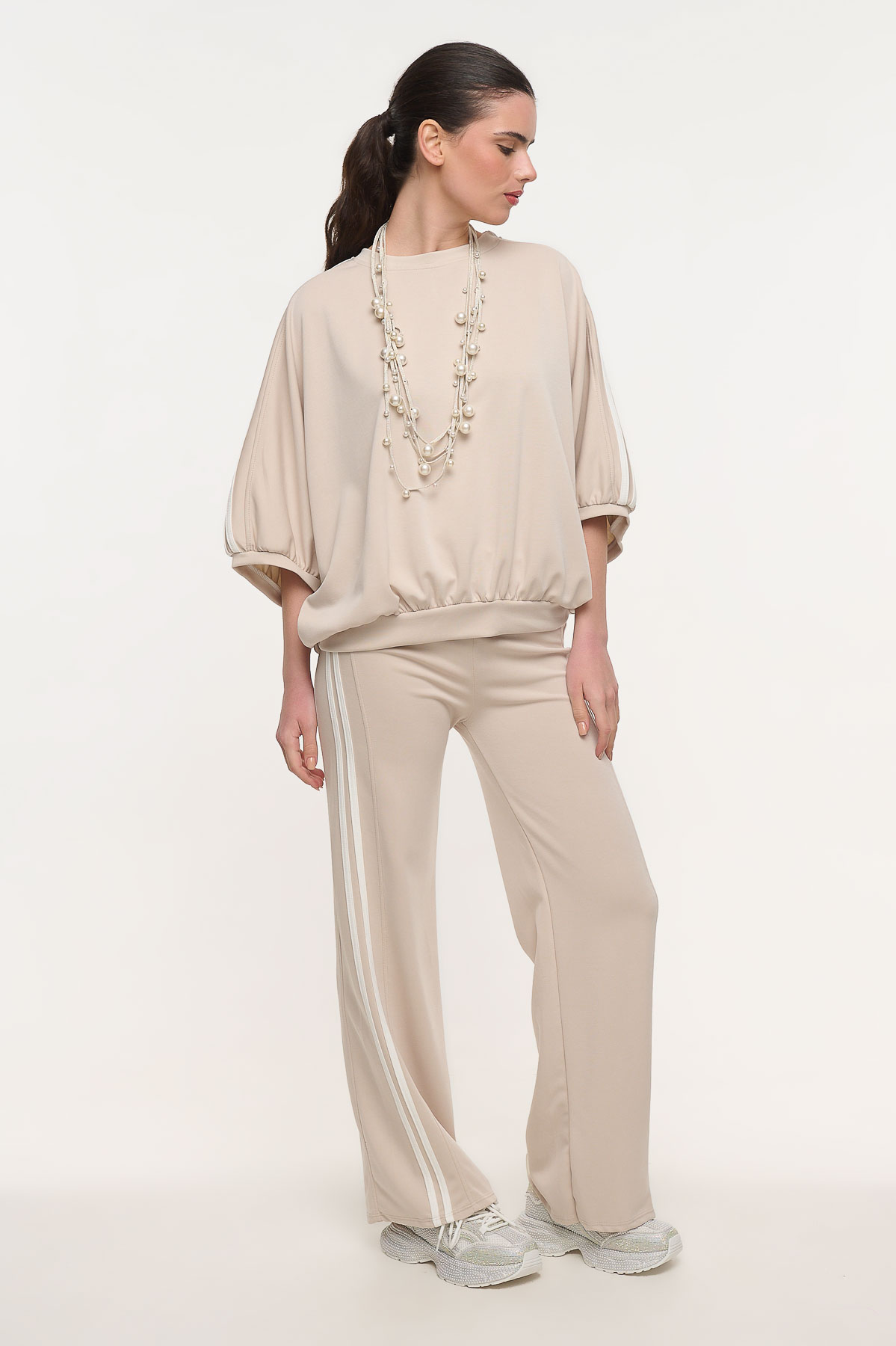 Σετ φόρμας μπλούζα με παντελόνι - Μπεζ, One_size