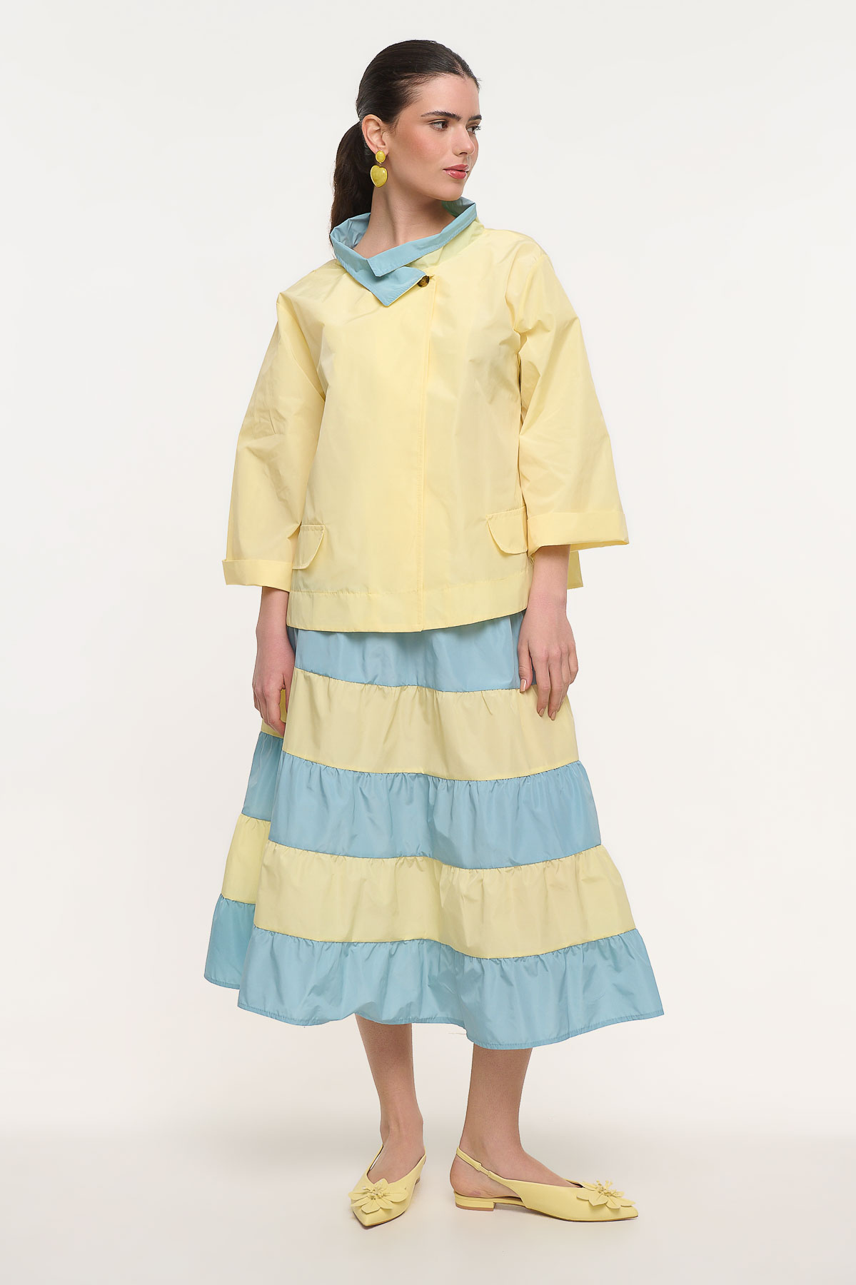 Σετ Bolero Jacket & Midi Φούστα - Κίτρινο, One_size