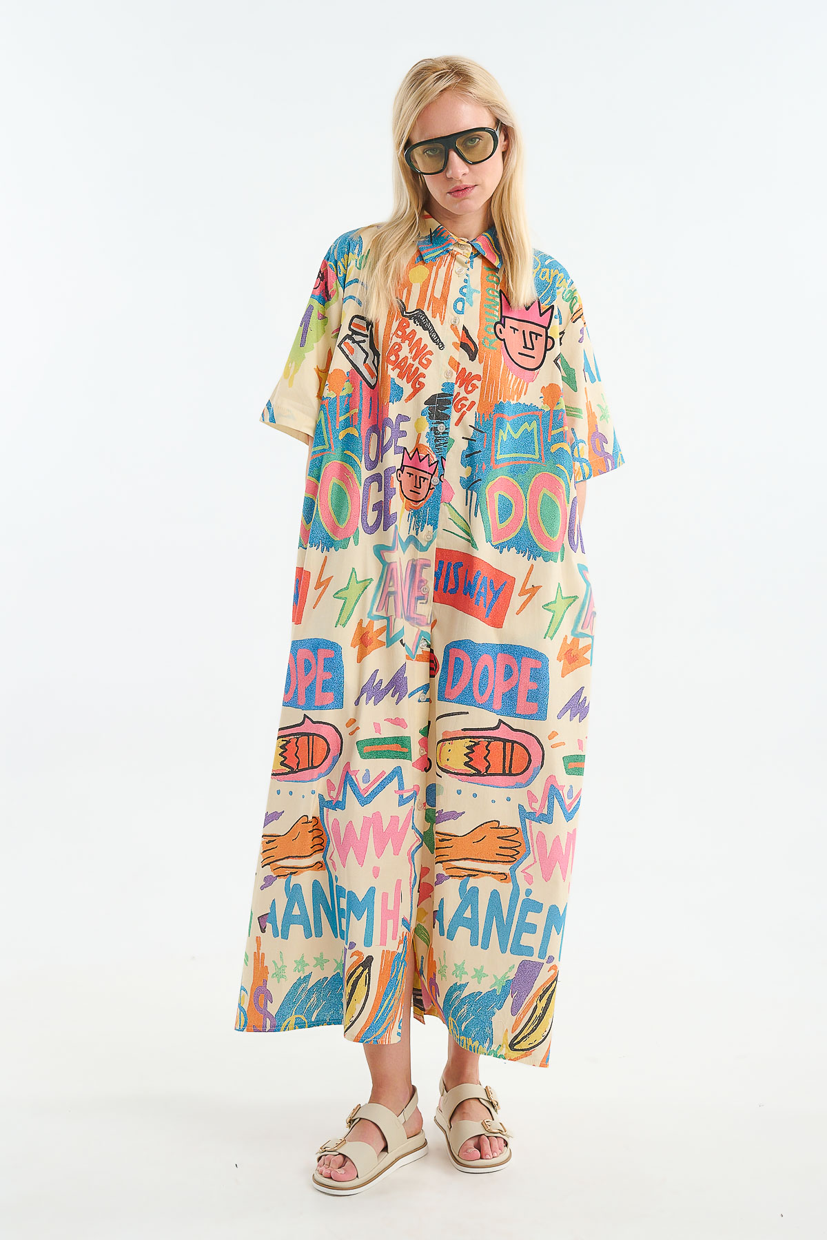 Dress chemise maxi street icons by ANEMH - Πολύχρωμο, One_size