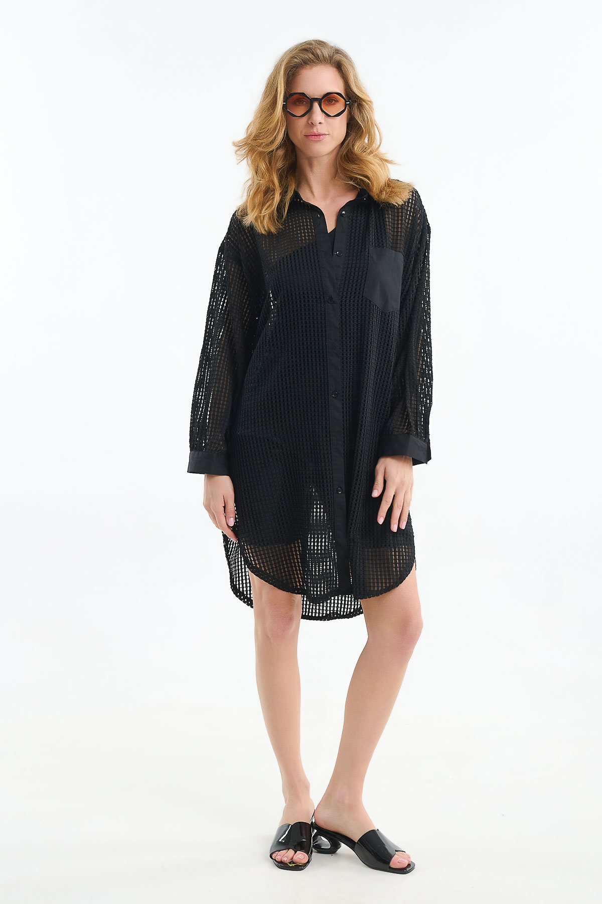 Φόρεμα oversized διάτρητο - Μαύρο, One_size