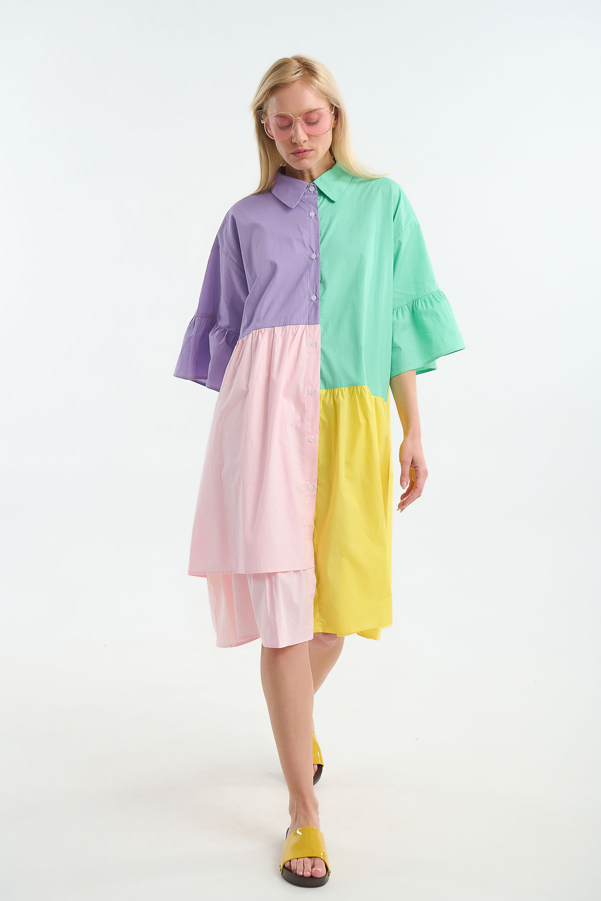 Φόρεμα σεμιζιέ cotton pastel multi - Πολύχρωμο, One_size