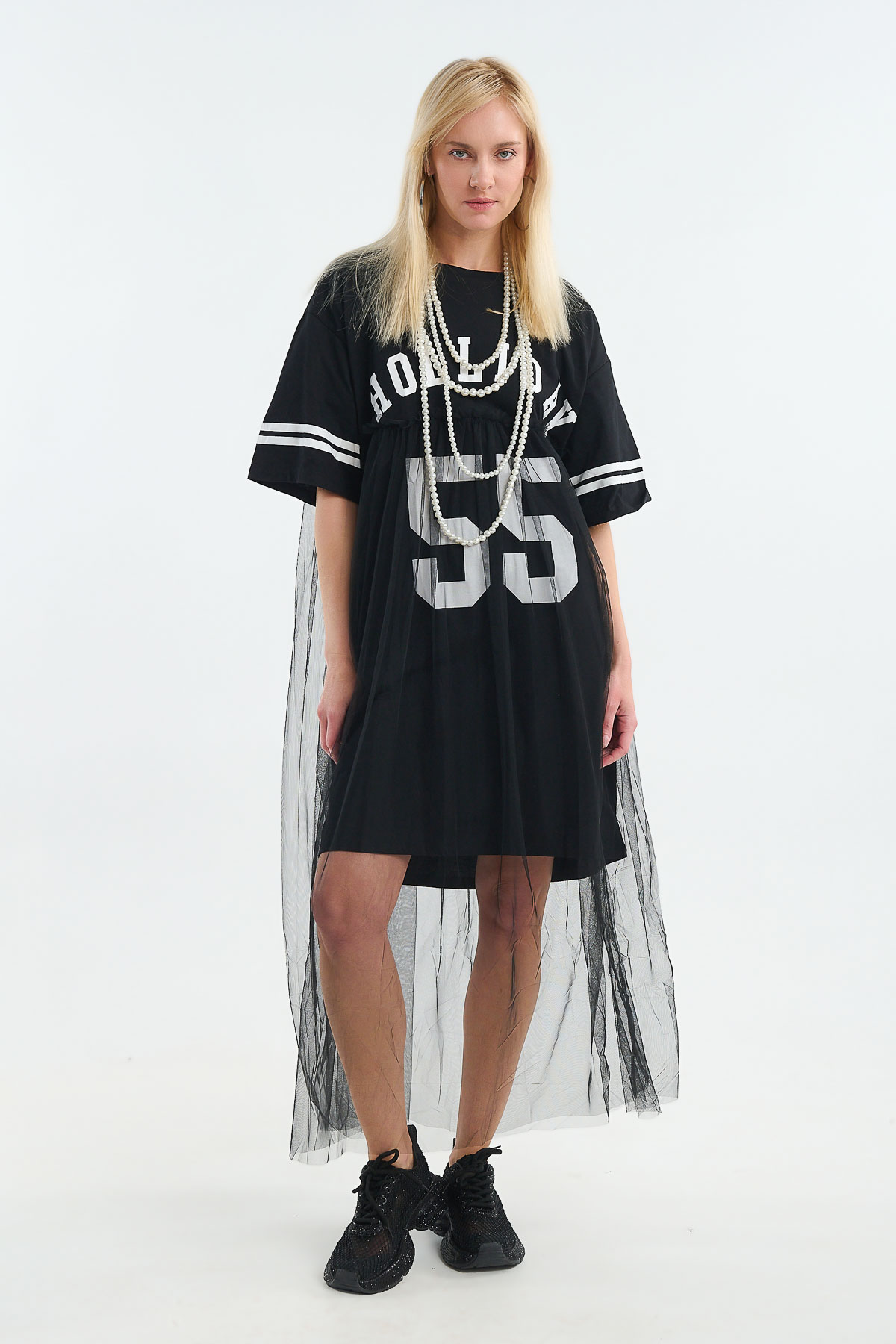 Μπλουζοφόρεμα με τούλι holidays - Μαύρο, One_size