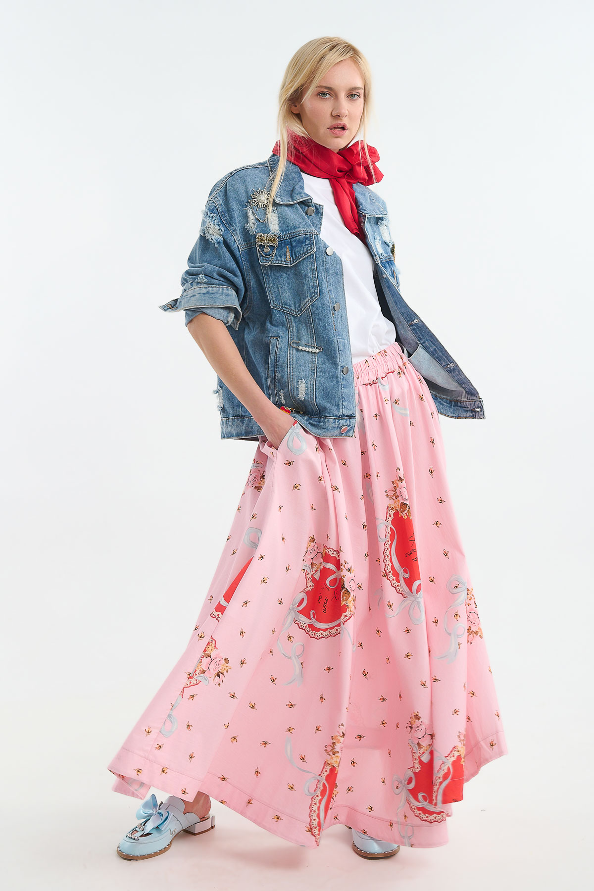 Φούστα maxi βαμβακερή mexico - Ροζ, One_size