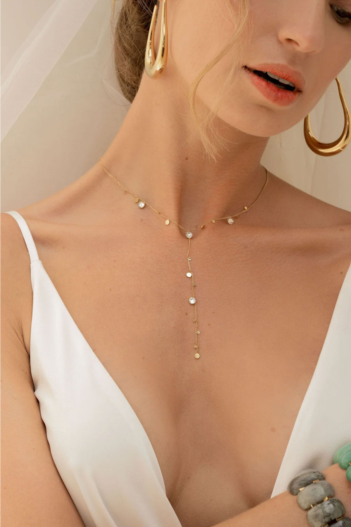 Khalissa Y necklace Bohm Paris - Swarovski® crystals - Λευκό, One_size