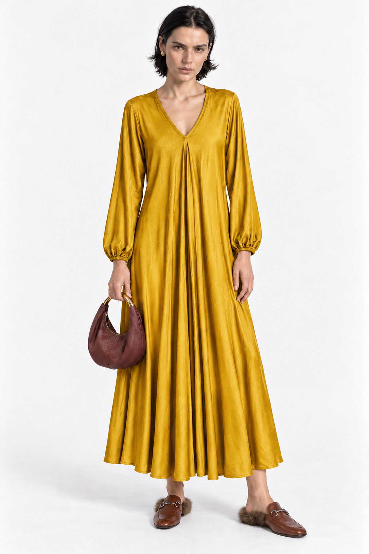 Dress V metallic silk