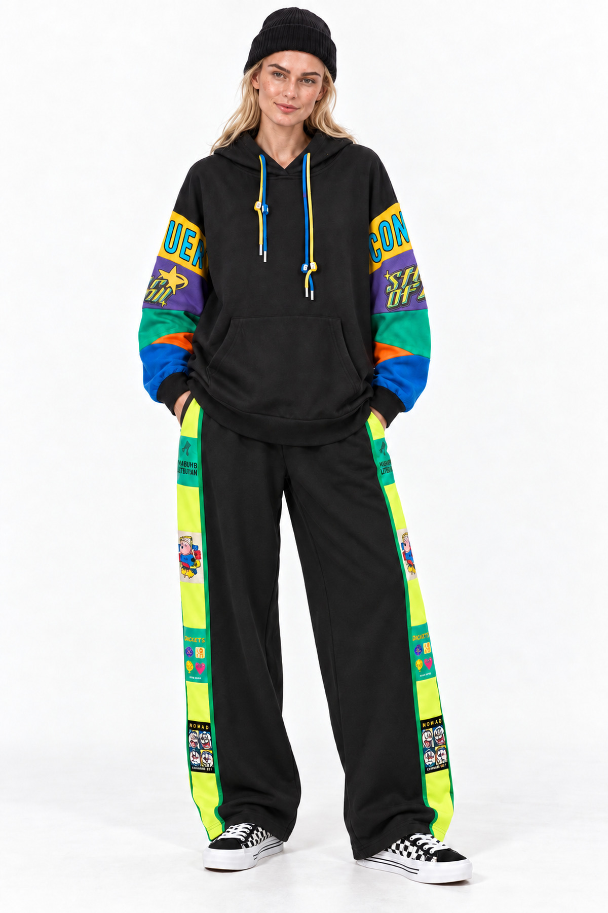 Μπλούζα φούτερ oversized 8 - Μαύρο, One_size