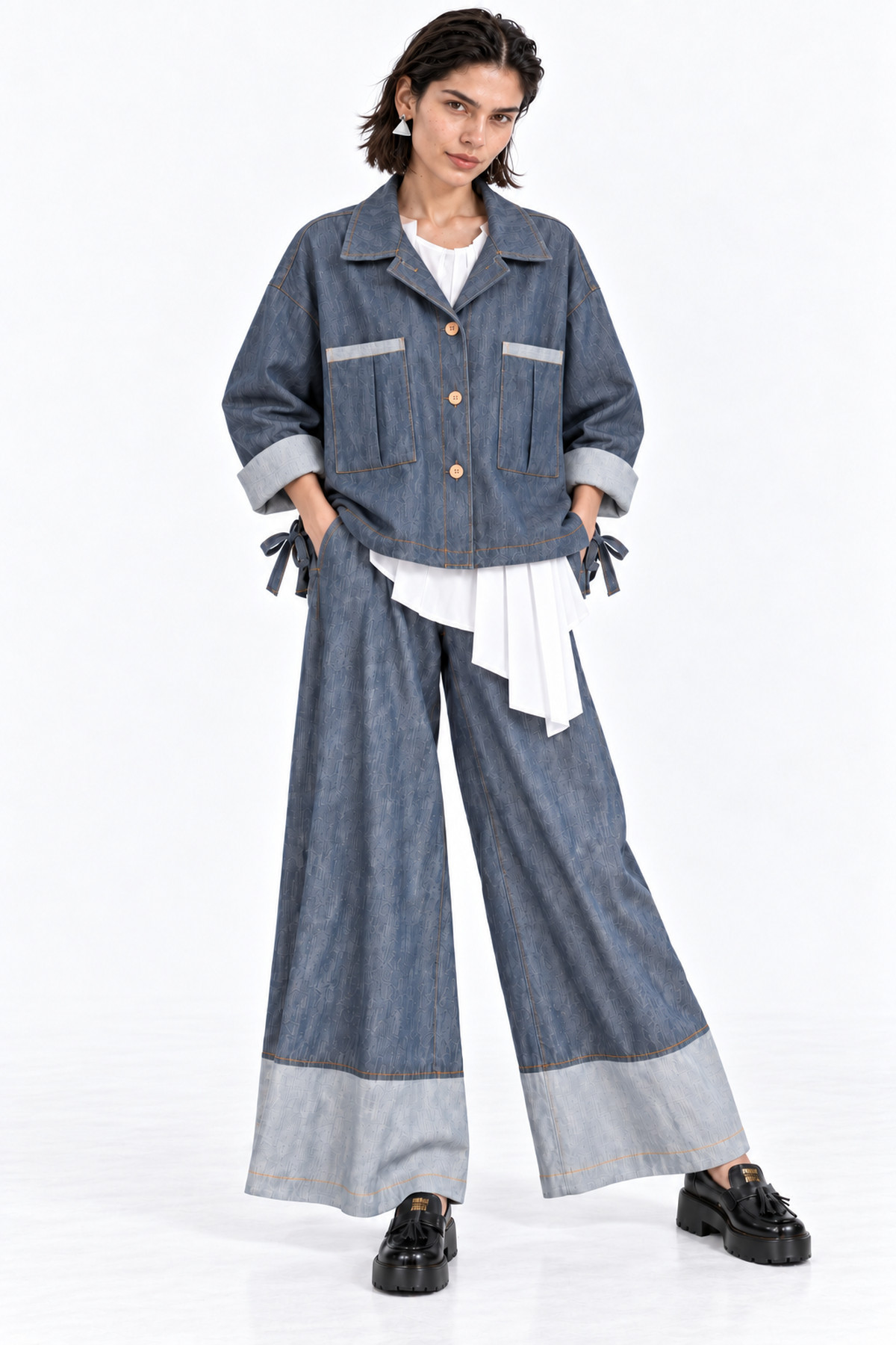 Jacket denim oversized - Navy Μπλε, One_size