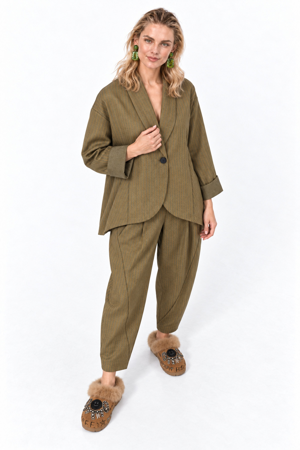 Cardigan mao striped - Χακί, One_size