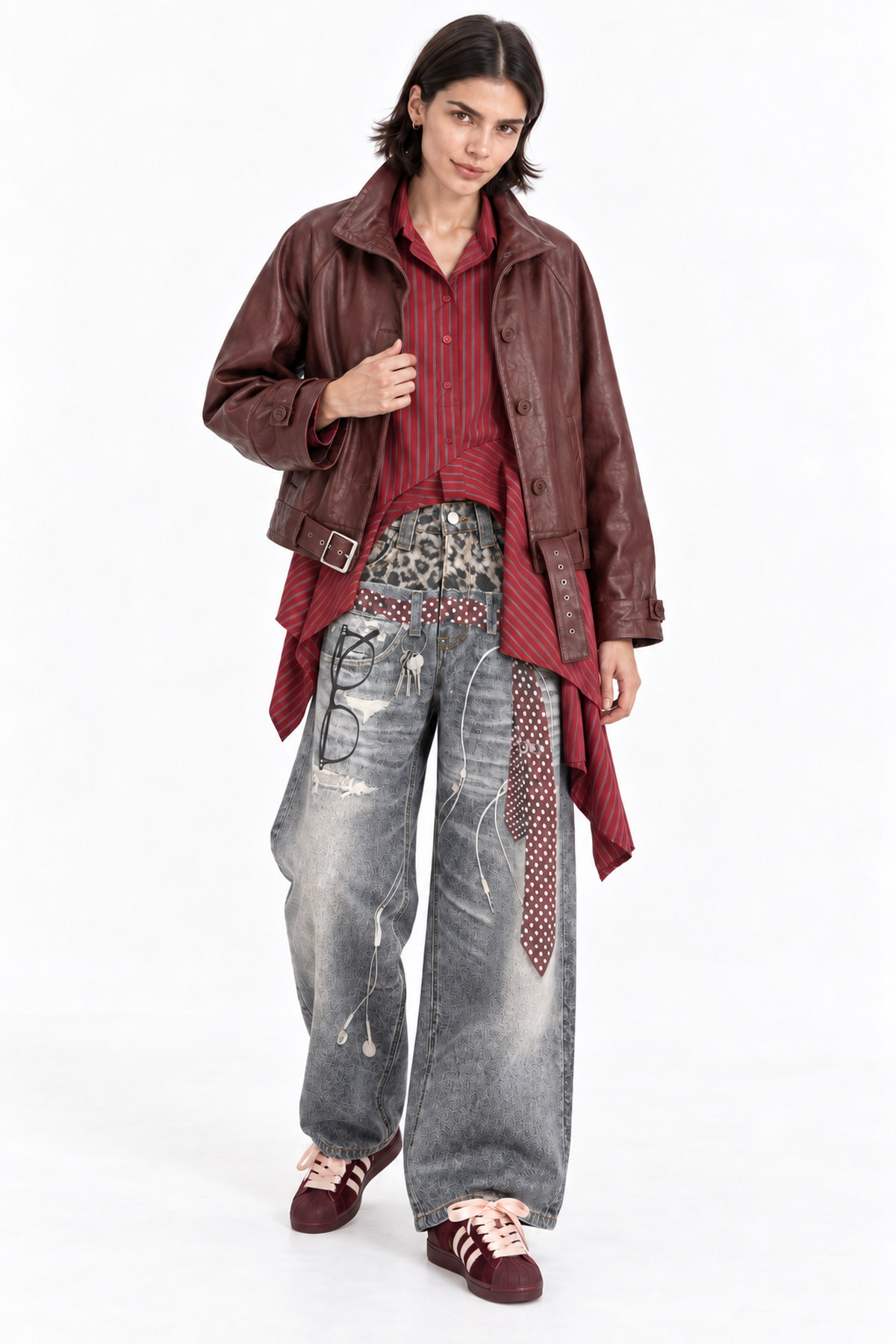 Jacket perfecto eco leather - Μπορντό, One_size