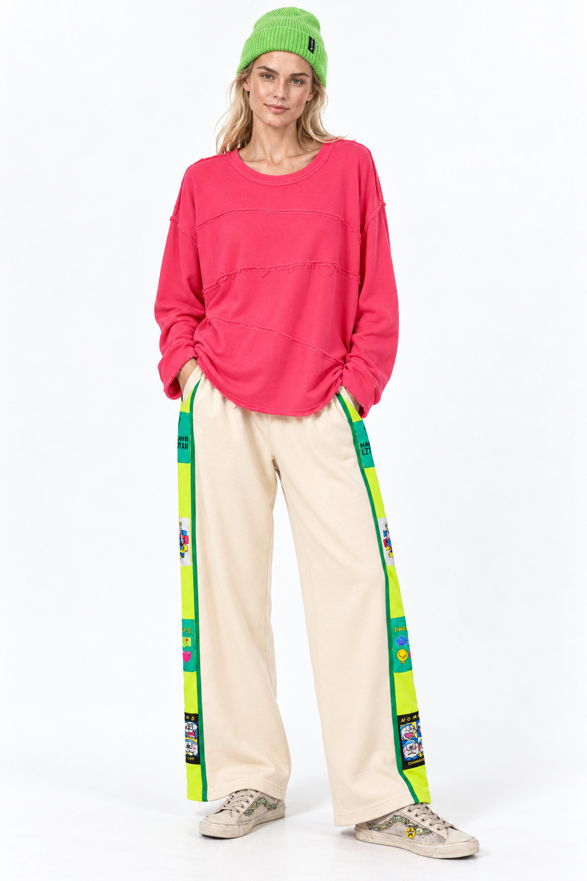 Παντελόνι φόρμας fluo details - Μπεζ, One_size