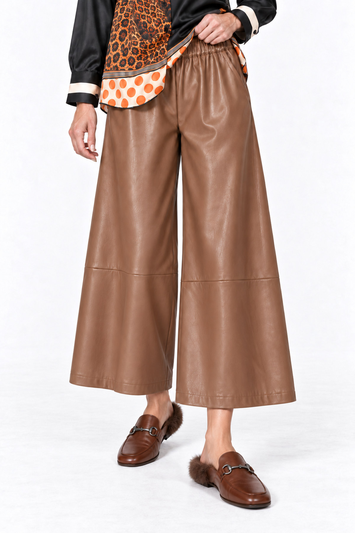 Παντελόνα eco leather - Καφέ, One_size