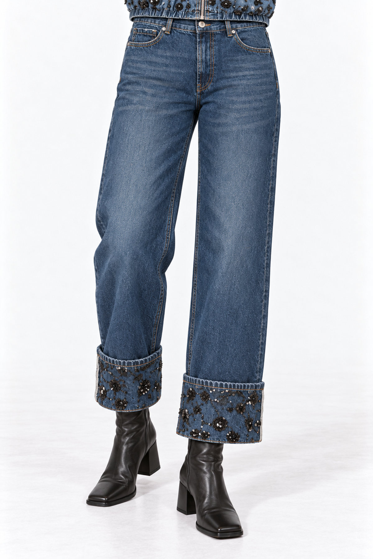 Παντελόνα denim sequin - Navy Μπλε, M