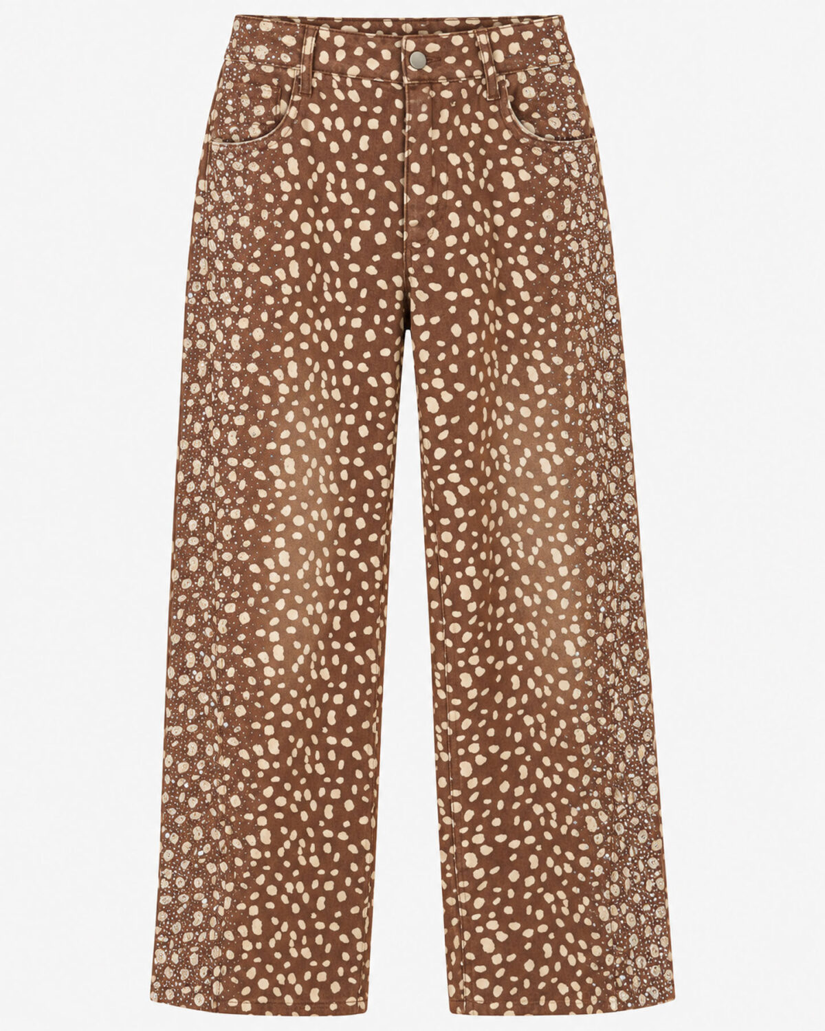 Pants girrafe print with glam - Καφέ, M