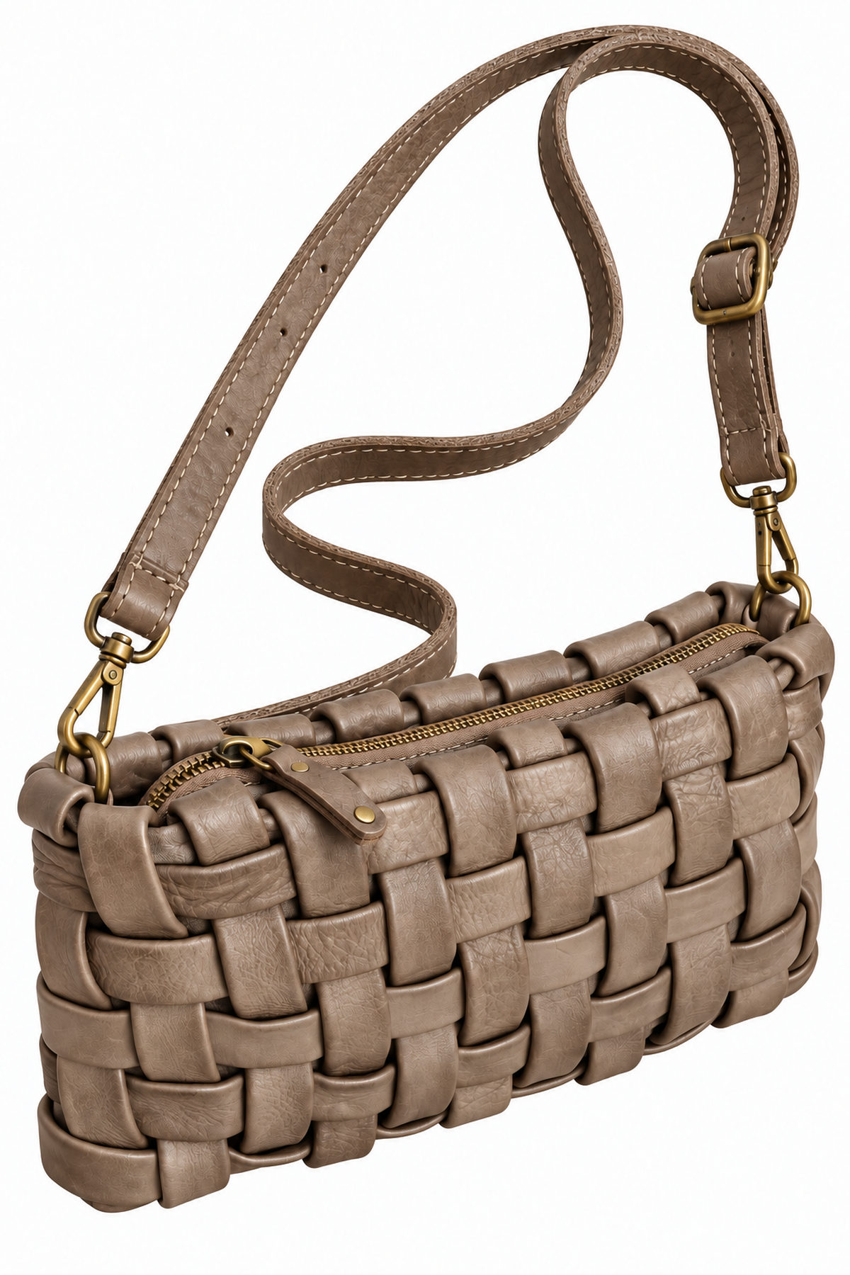 Handbag knitted italian leather - Μπεζ, One_size