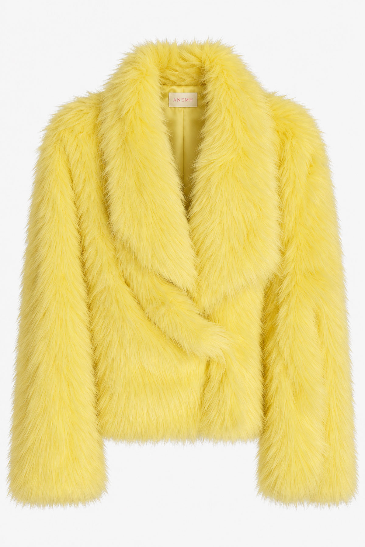 Eco fur jacket με μεγάλο γιακά - Κίτρινο, One_size