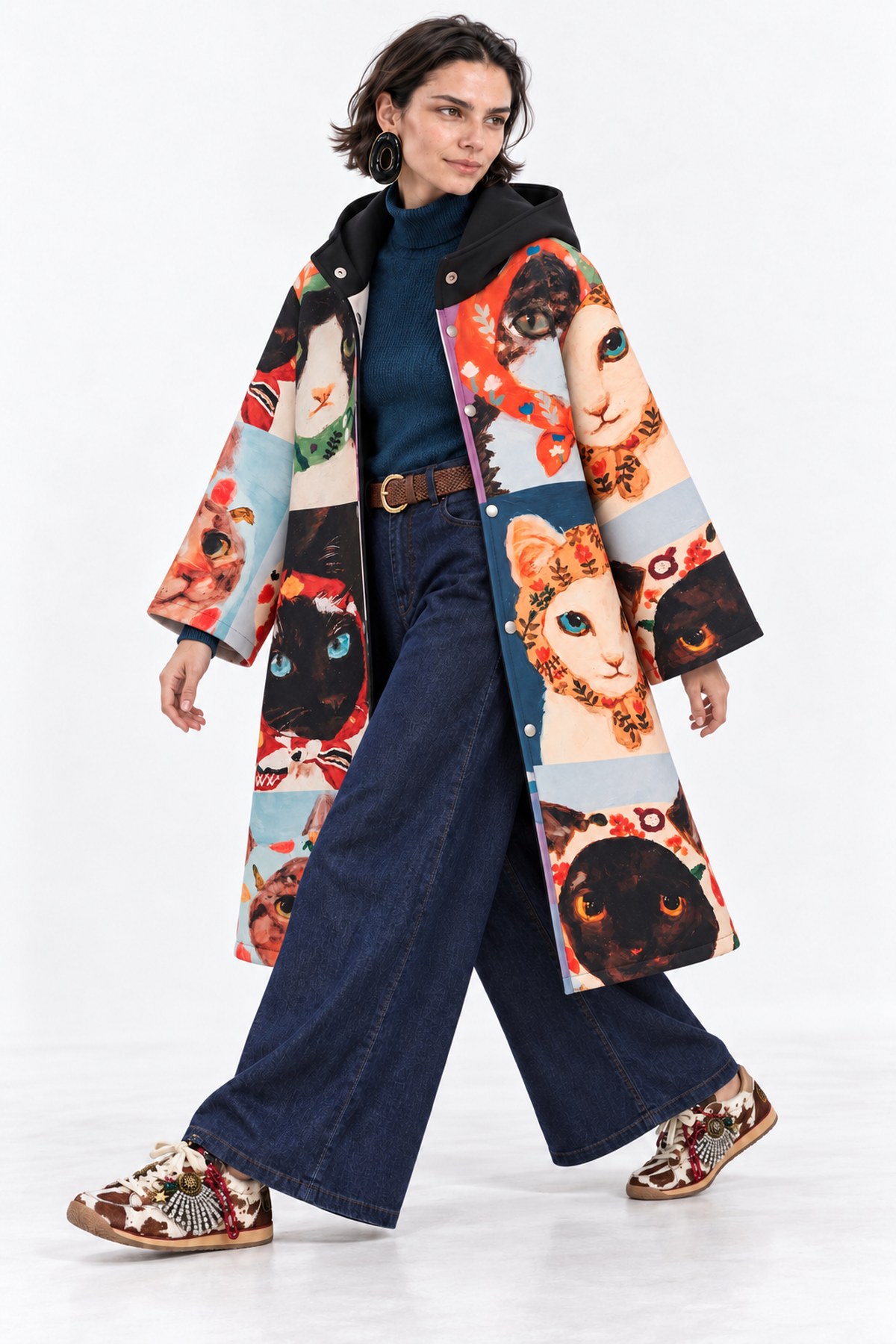 Jacket long scuba Cats - Πολύχρωμο, One_size